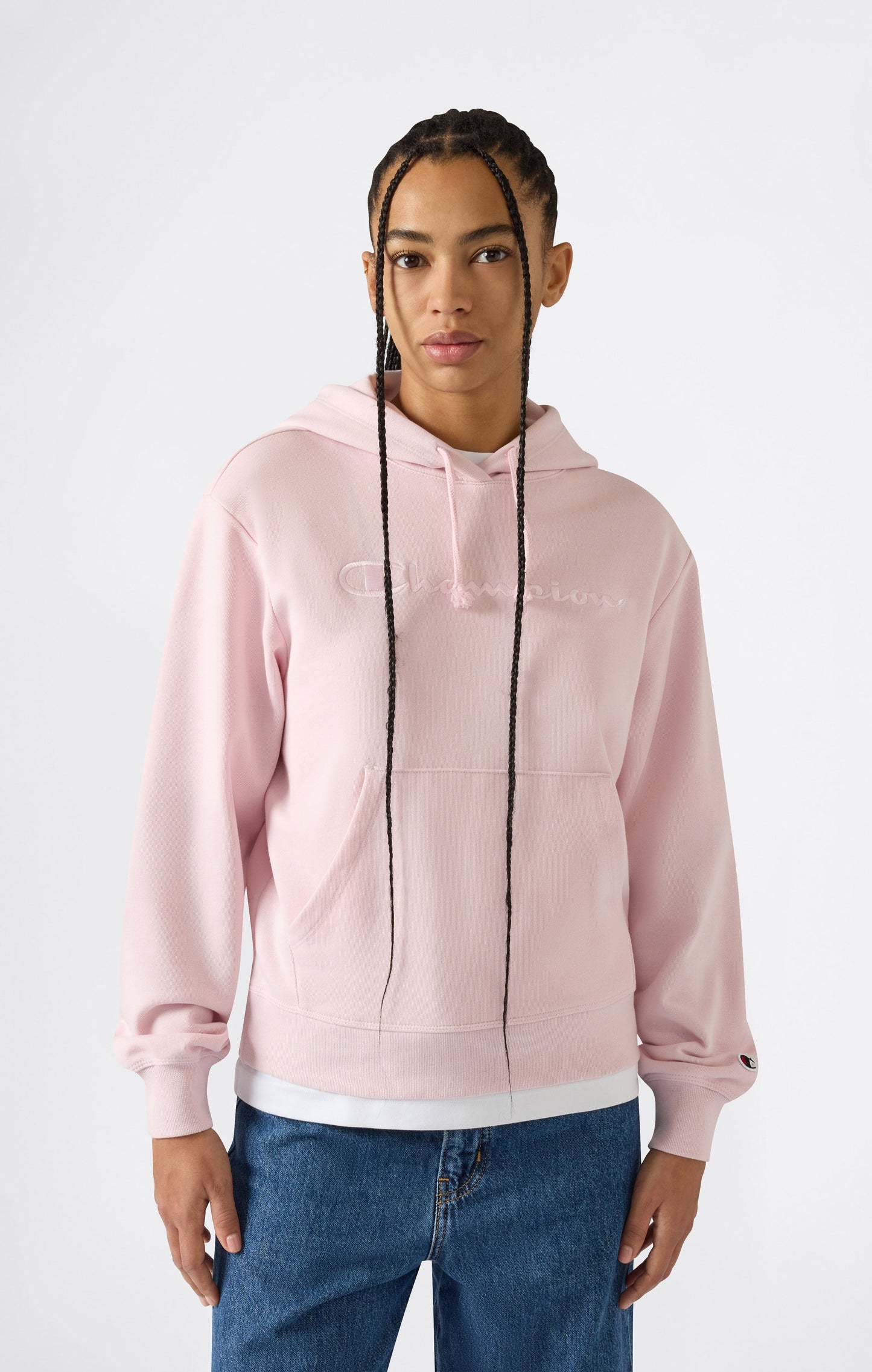 Women's Lightweight Hooded Sweatshirt with Tonal Embroidered Maxi Logo Icons