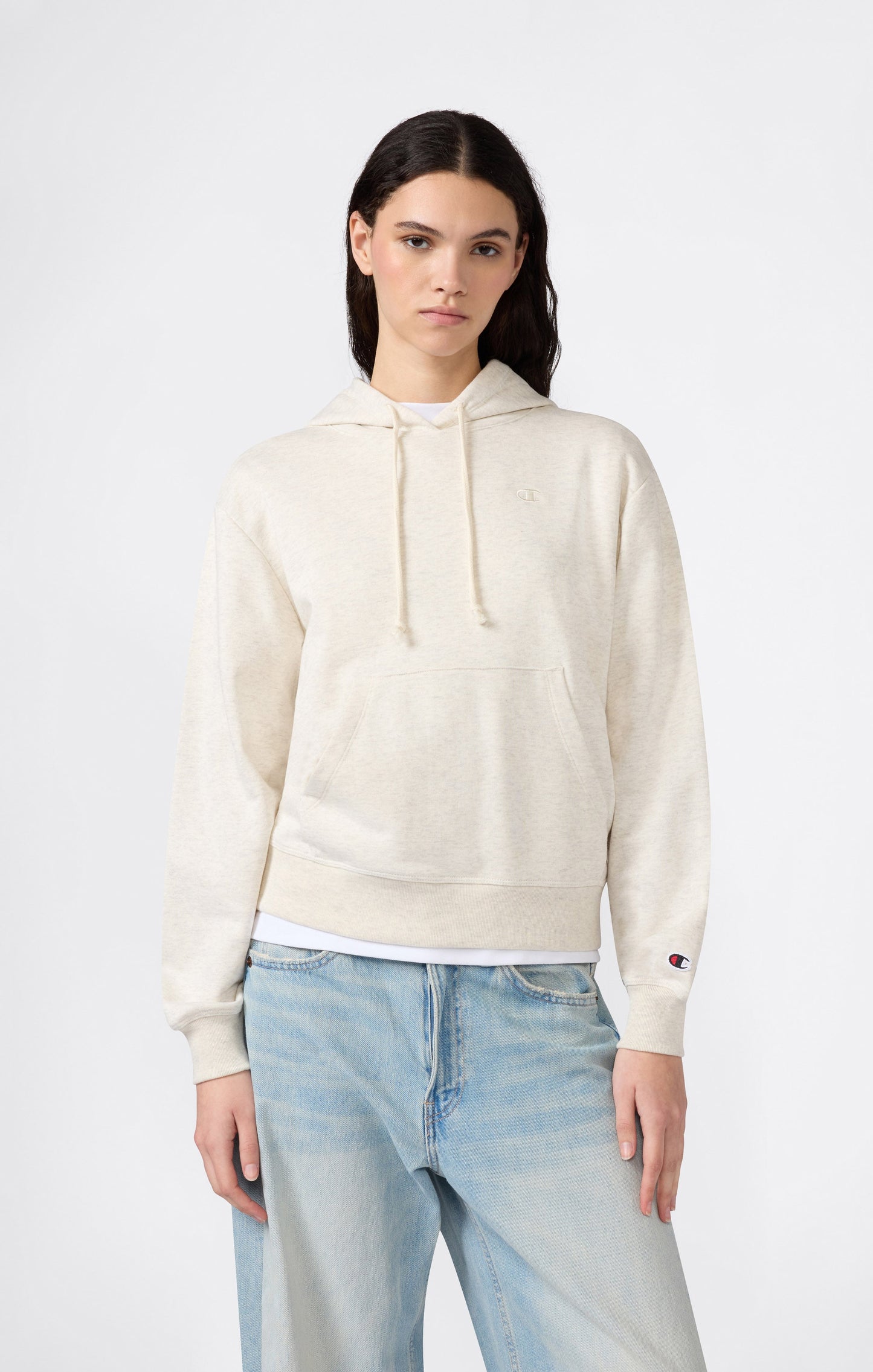 Women's Lightweight Hooded Sweatshirt with Tonal Embroidered C Logo Icons