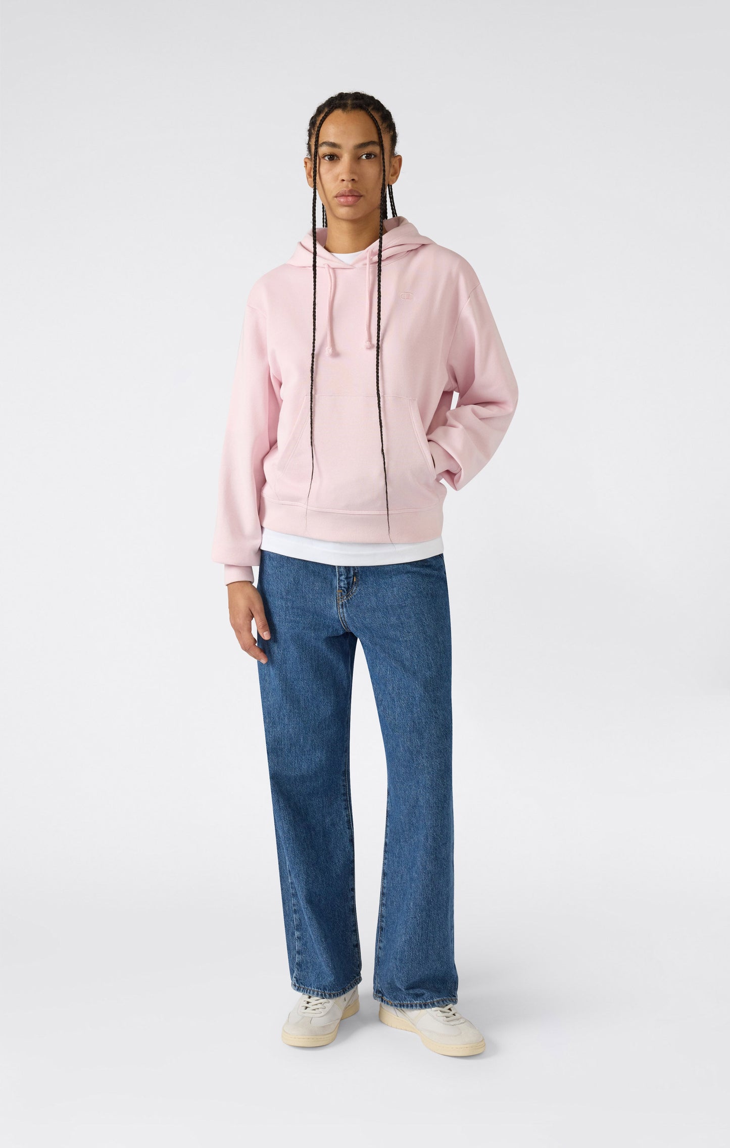 Women's Lightweight Hooded Sweatshirt with Tonal Embroidered C Logo Icons