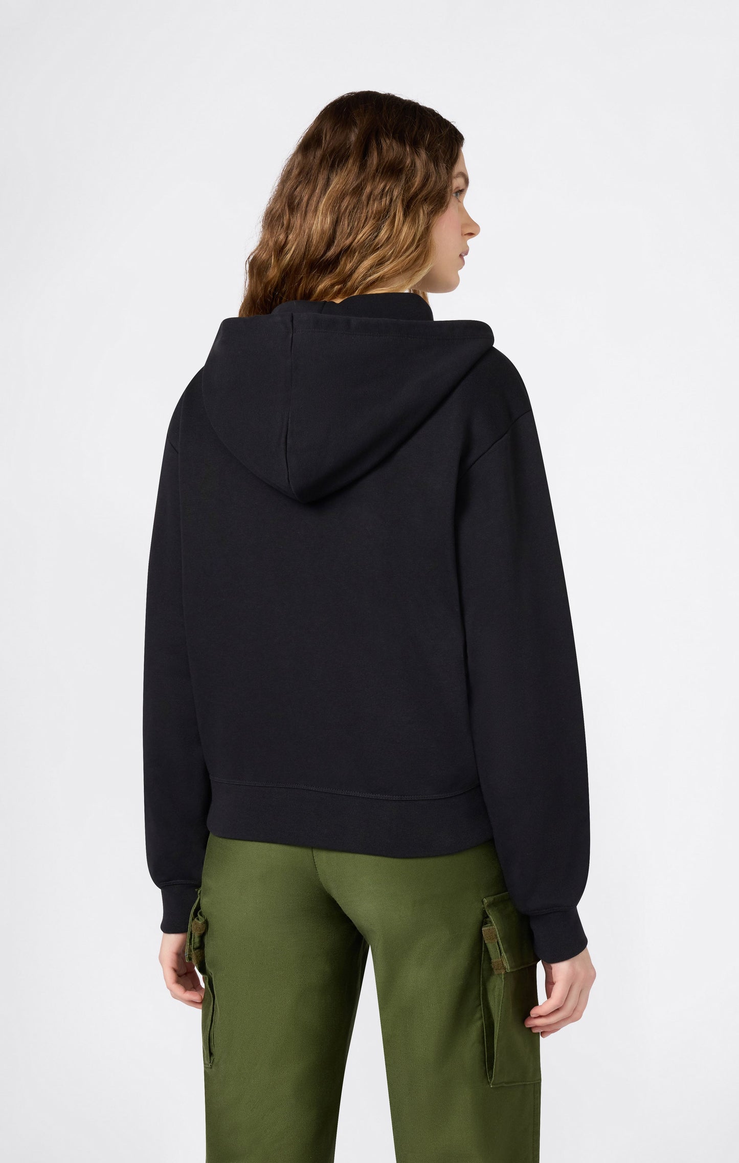 Women's Lightweight Full Zip Hooded Sweatshirt with Tonal Embroidered C Logo Icons