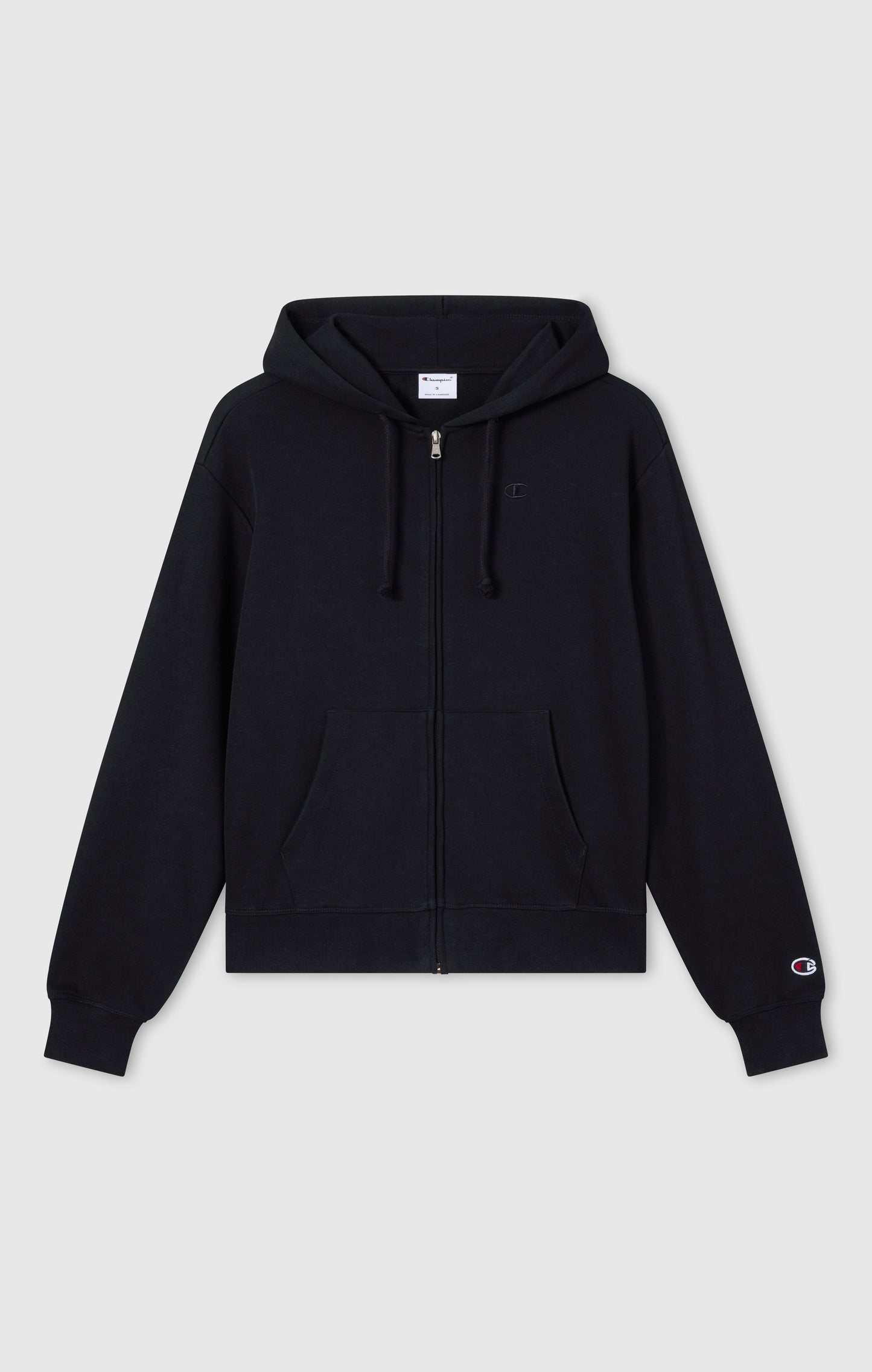 Women's Lightweight Full Zip Hooded Sweatshirt with Tonal Embroidered C Logo Icons