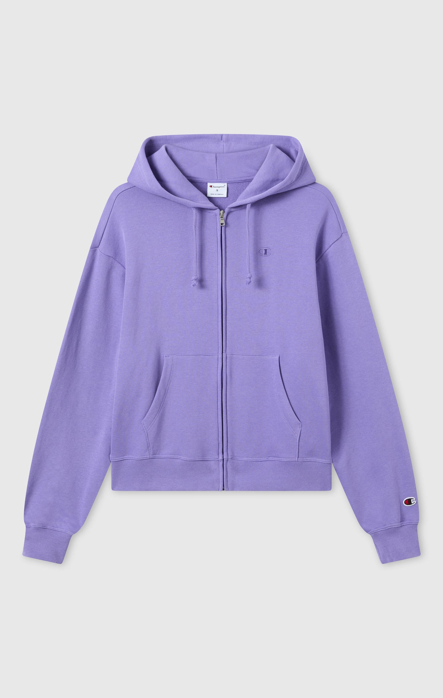 Women's Lightweight Full Zip Hooded Sweatshirt with Tonal Embroidered C Logo Icons
