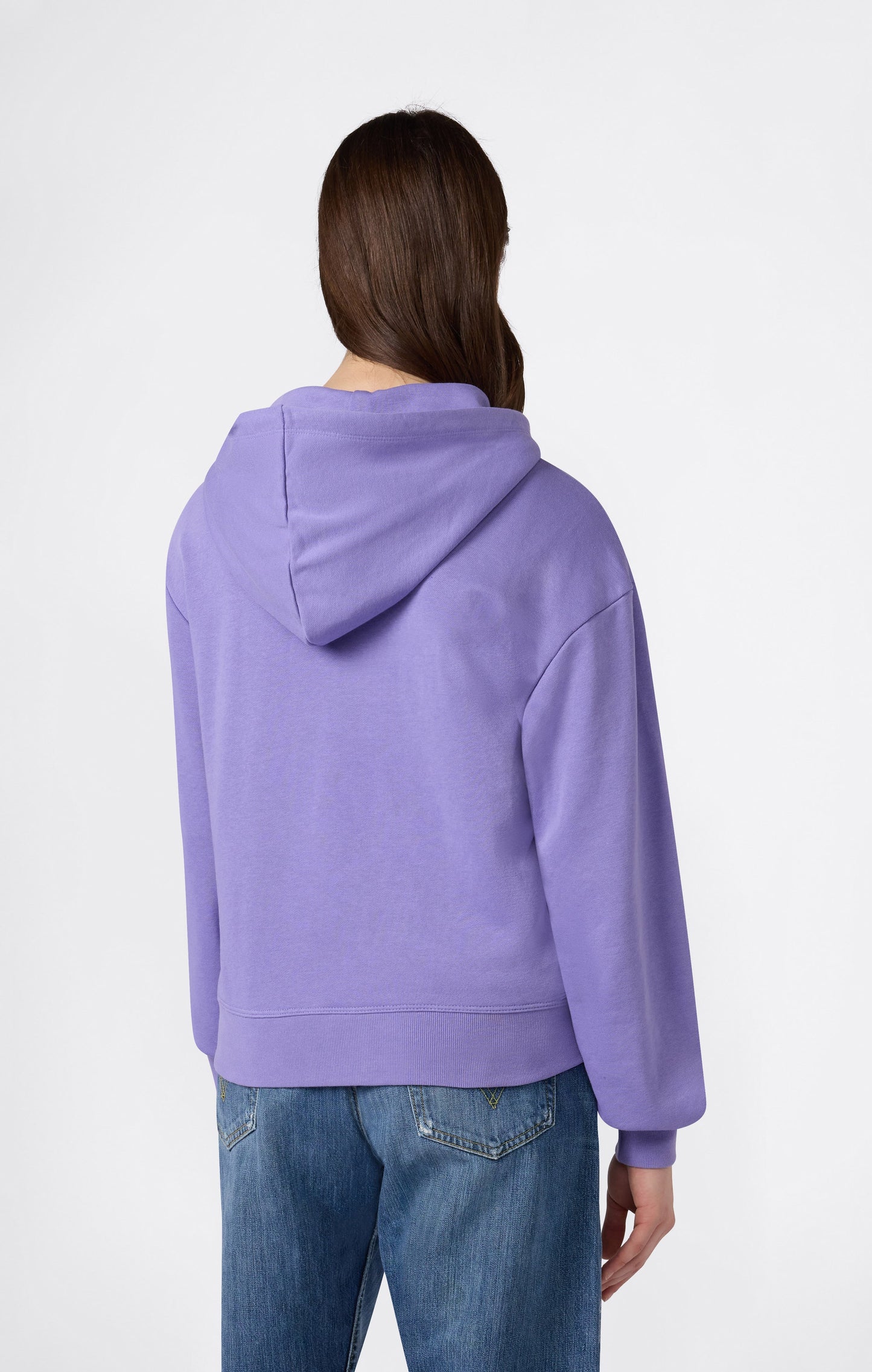 Women's Lightweight Full Zip Hooded Sweatshirt with Tonal Embroidered C Logo Icons