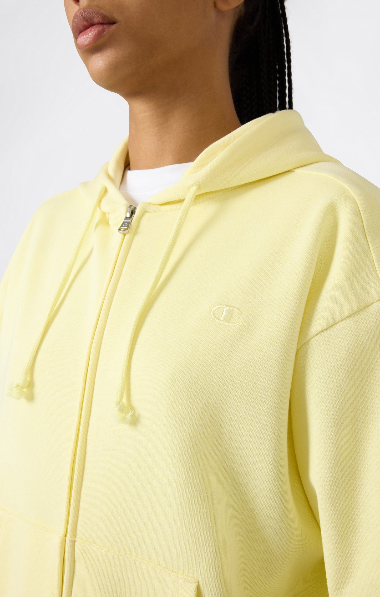 Women's Lightweight Full Zip Hooded Sweatshirt with Tonal Embroidered C Logo Icons