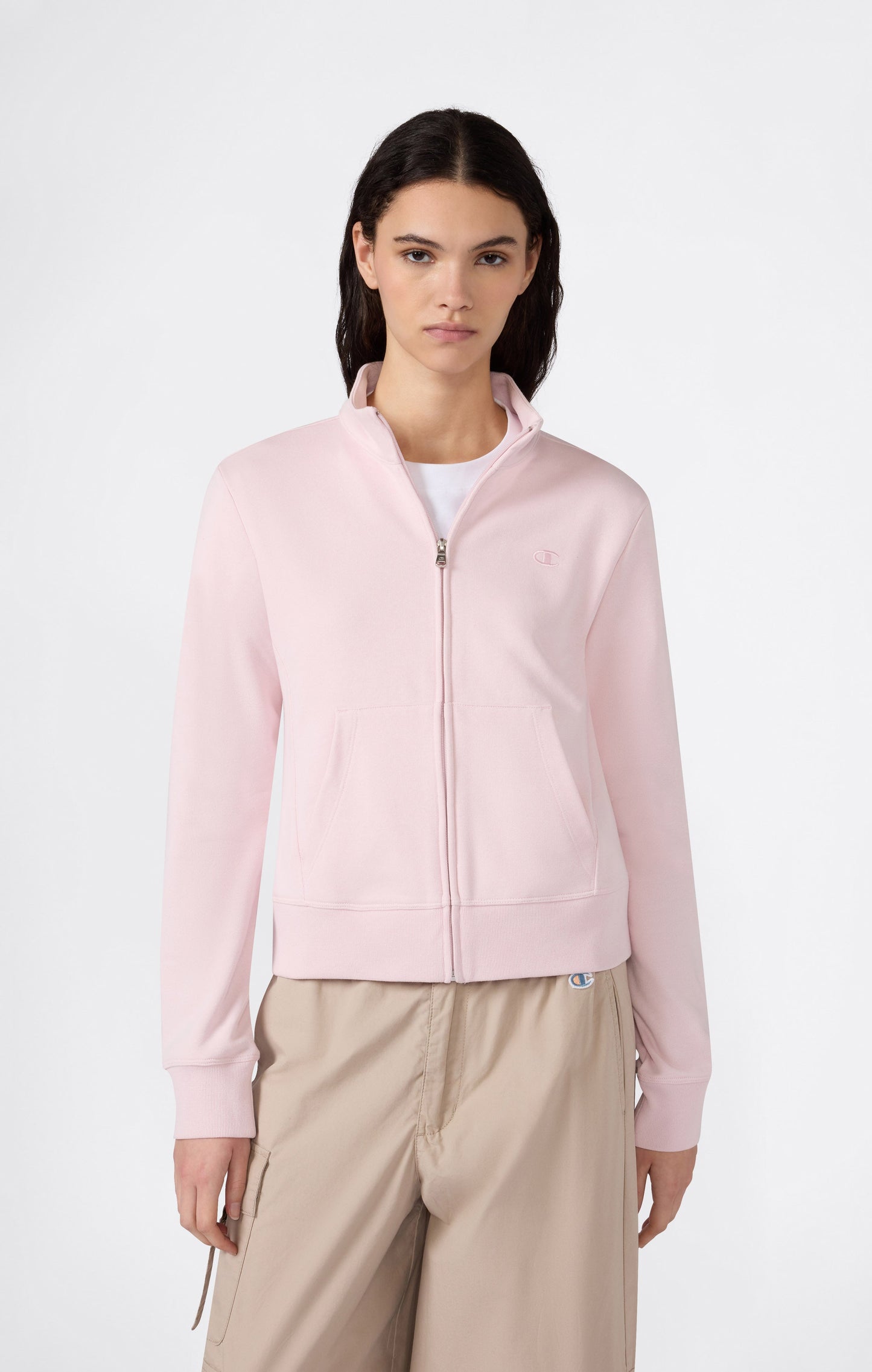 Women's Lightweight Full Zip Sweatshirt with Tonal Embroidered C Logo Icons