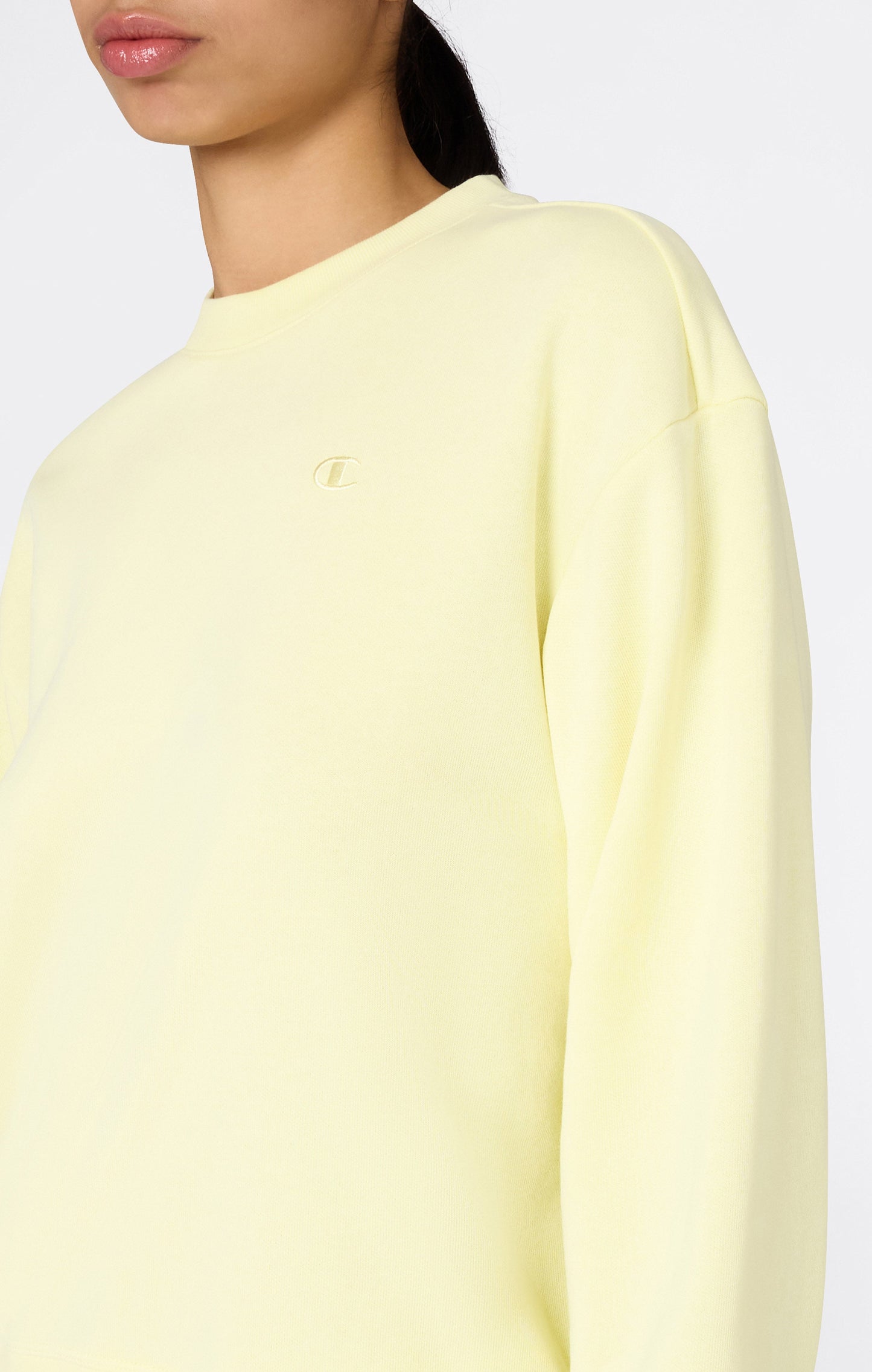 Women's Lightweight Crewneck Sweatshirt with Tonal Embroidered C Logo Icons