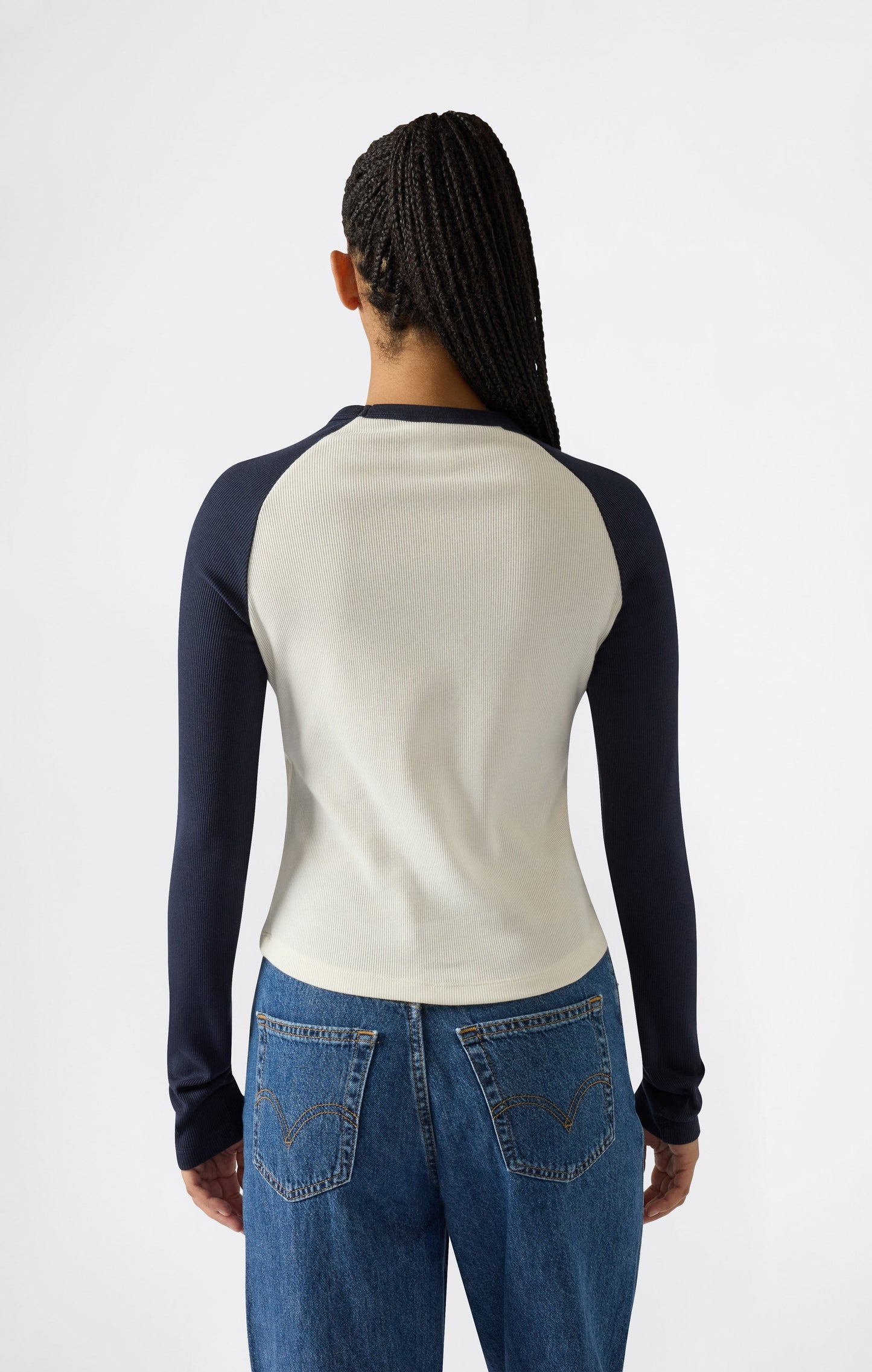Damen Langarm Cropped T-Shirt mit Grafik
