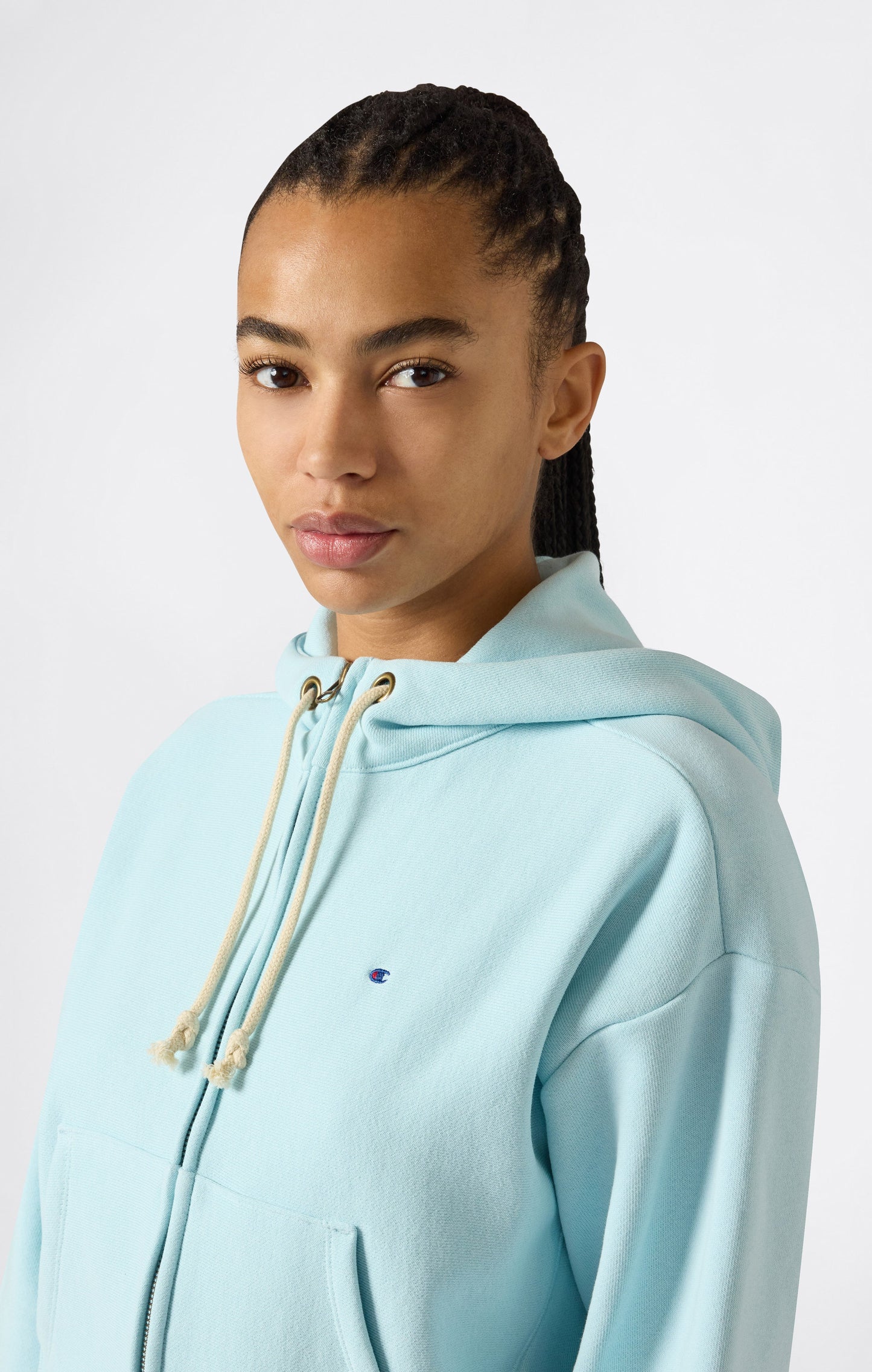 Leichter Damen-Kapuzenpullover mit Reißverschluss (Reverse Weave)