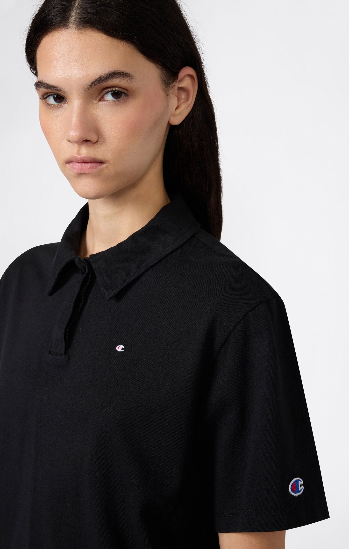Kurzes Damen-Poloshirt aus Baumwoll-Jersey