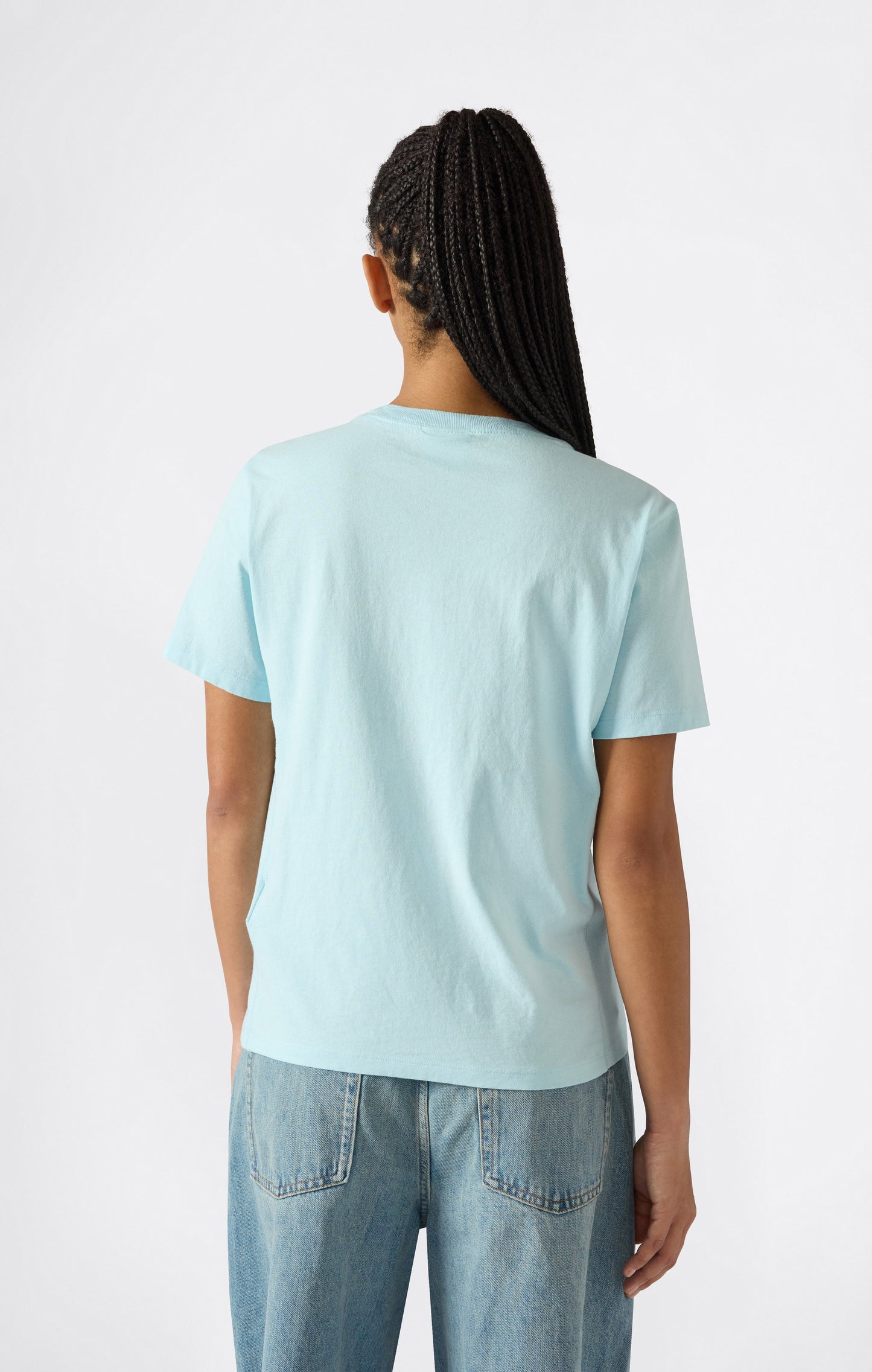 Damen Reverse Weave Rundhals-T-Shirt mit gesticktem Logo