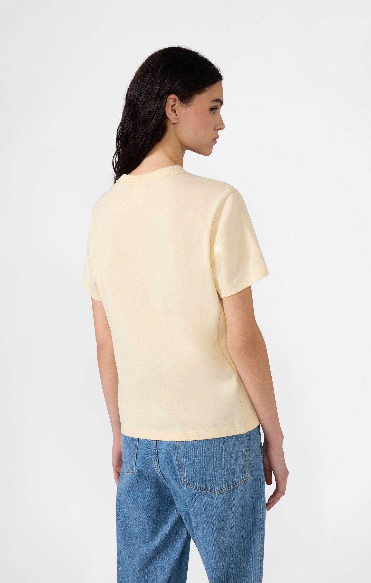 Damen Reverse Weave Rundhals-T-Shirt mit gesticktem Logo