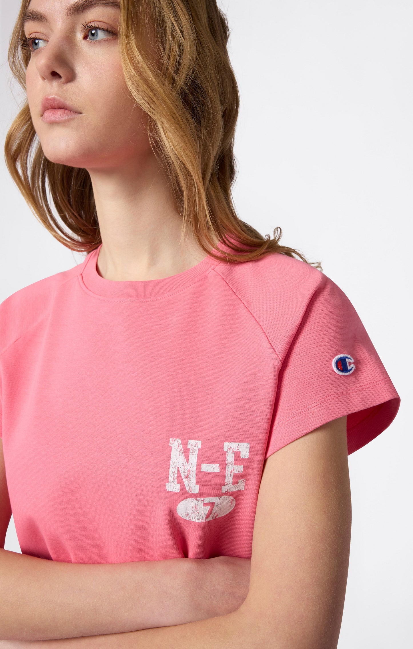 Damen Rundhals T-Shirt Quergeschnitten