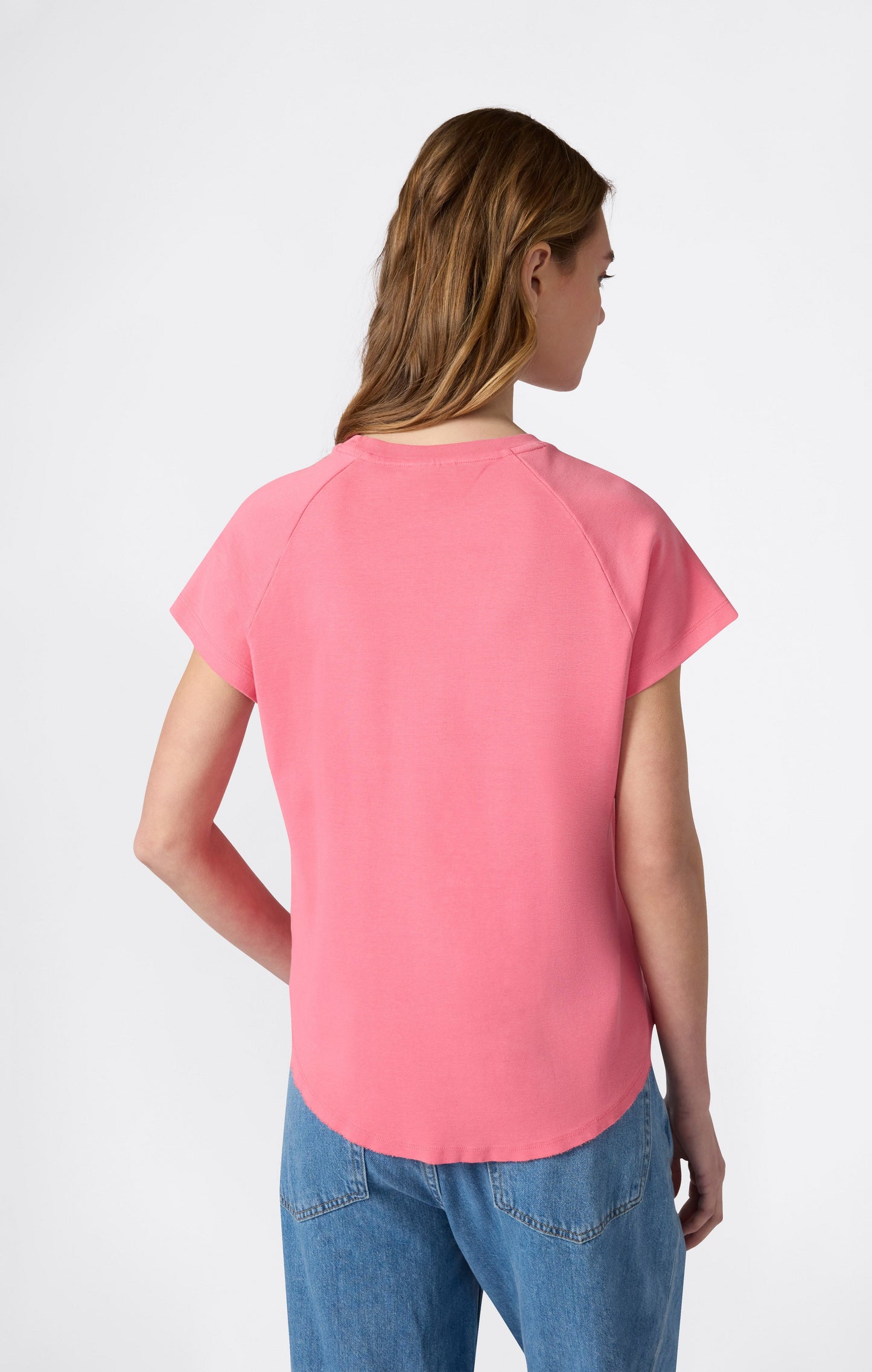Damen Rundhals T-Shirt Quergeschnitten
