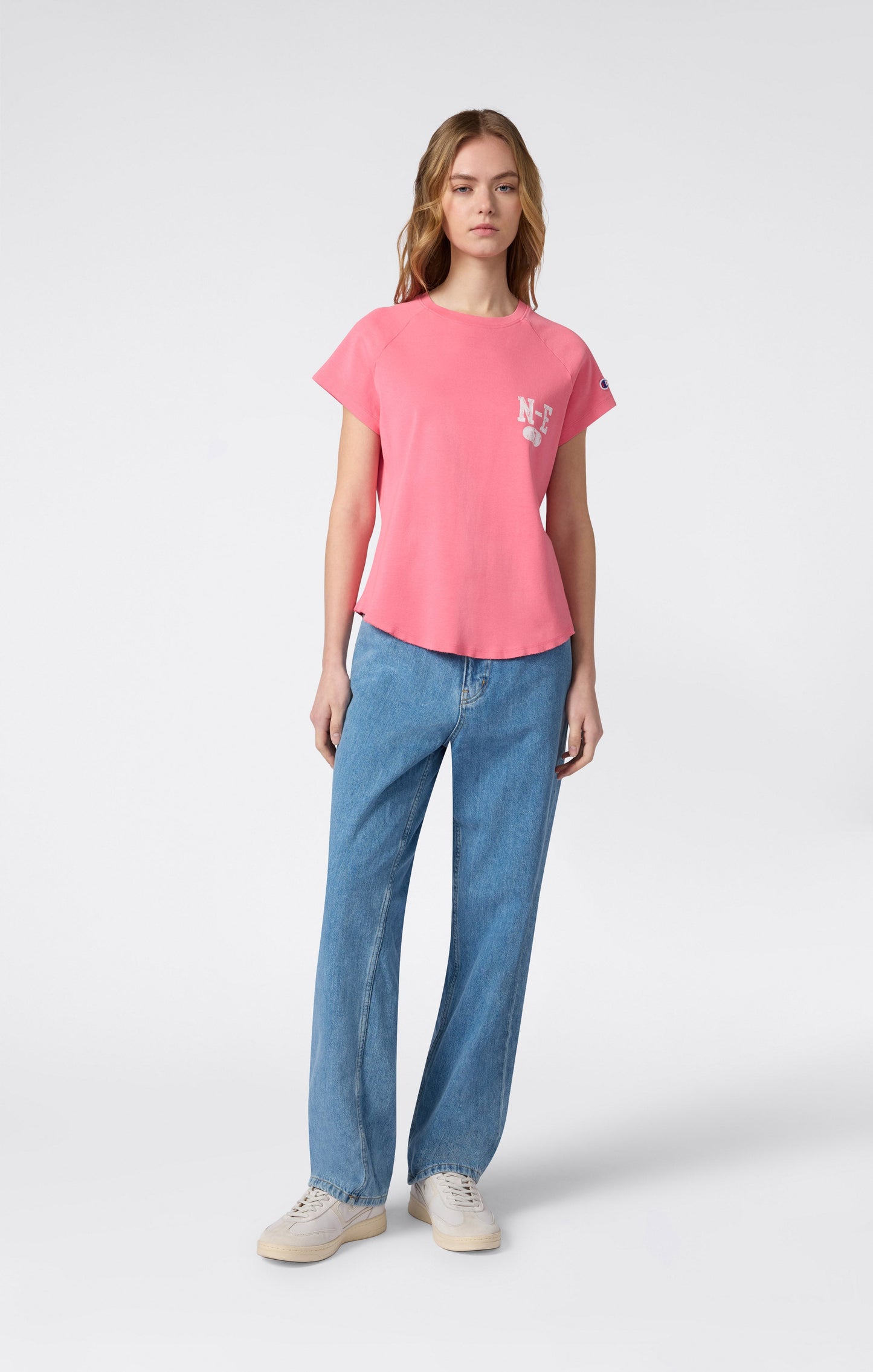 Damen Rundhals T-Shirt Quergeschnitten