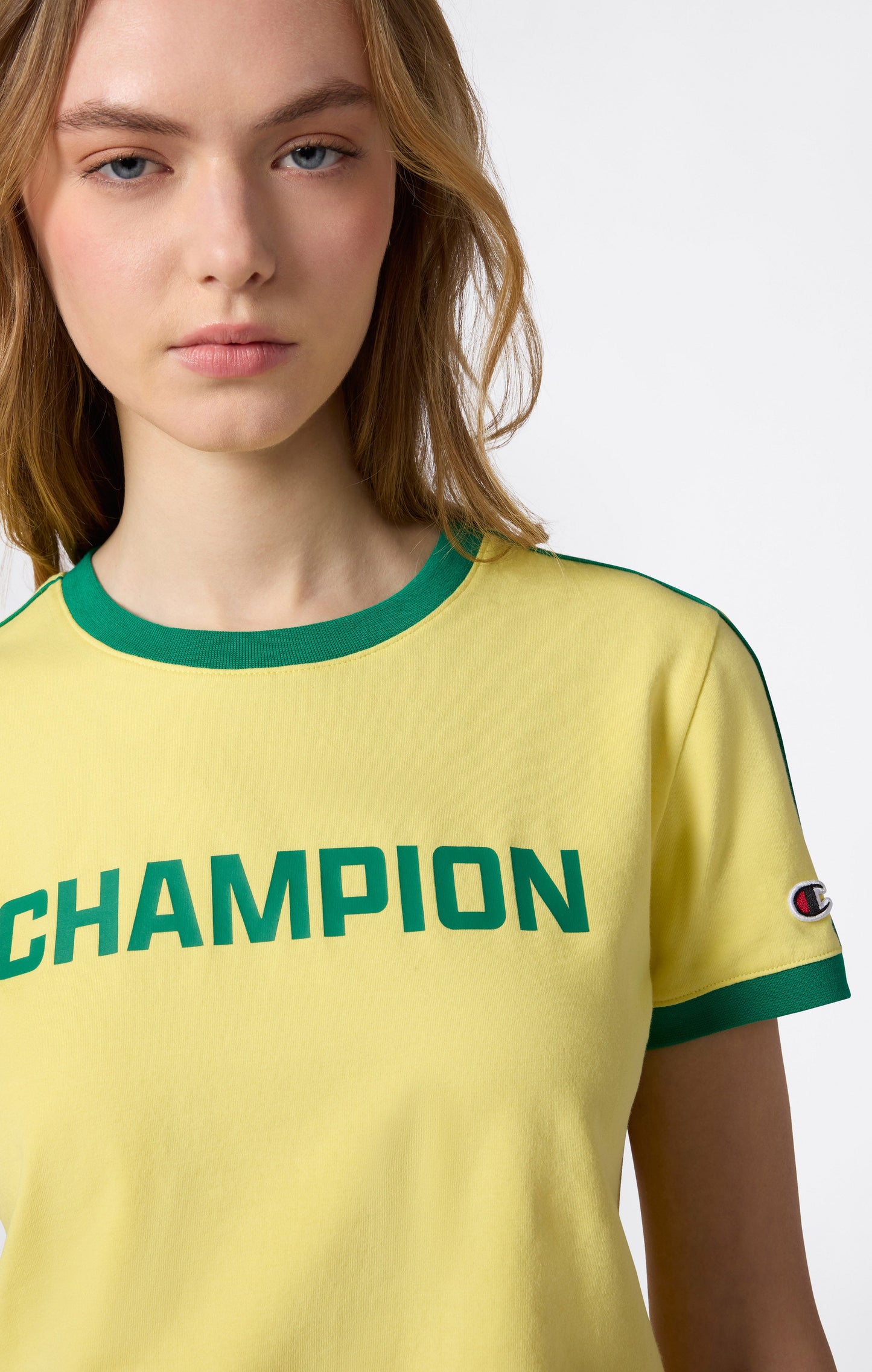 Damen Rundhals-T-Shirt mit Kontrastlogo