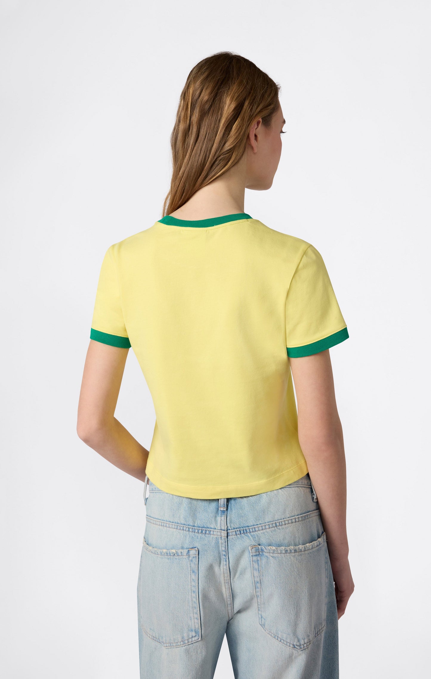 Damen Rundhals-T-Shirt mit Kontrastlogo