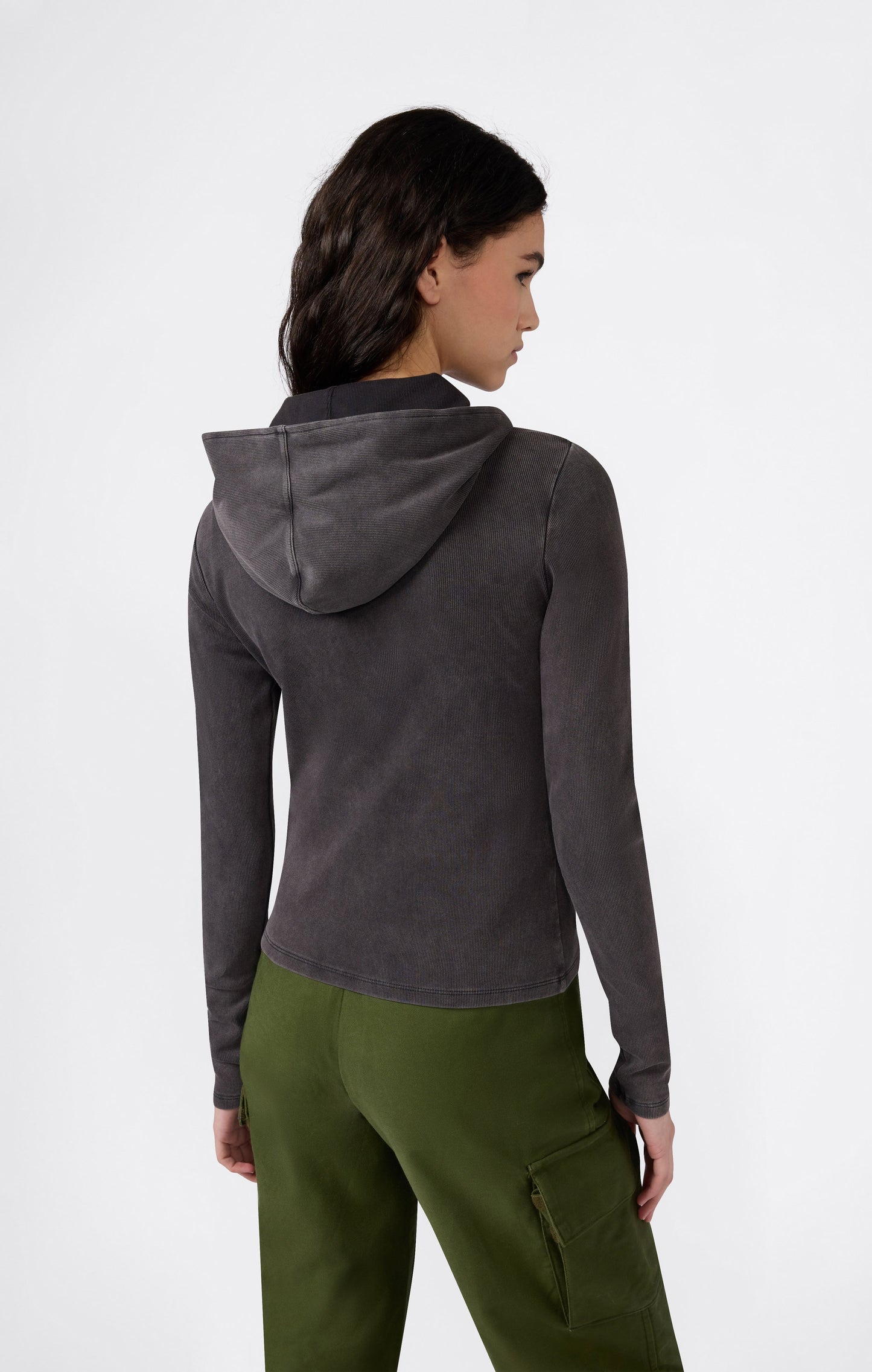 Damen-Kapuzenjacke mit durchgehendem Reißverschluss aus Stretch-Jersey Icons