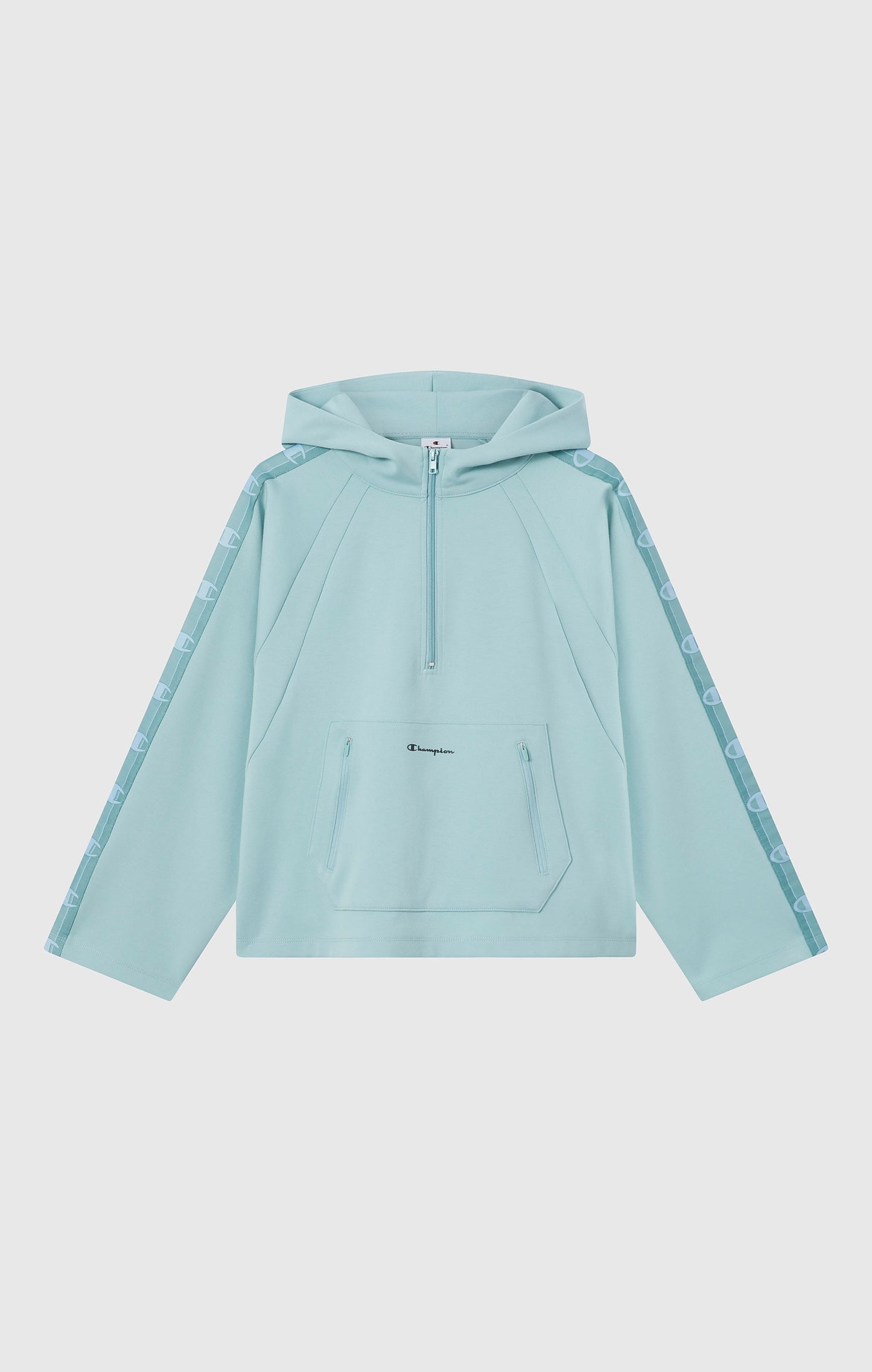 Women's Interlock Hoodie with Half Zip and Tape Logo