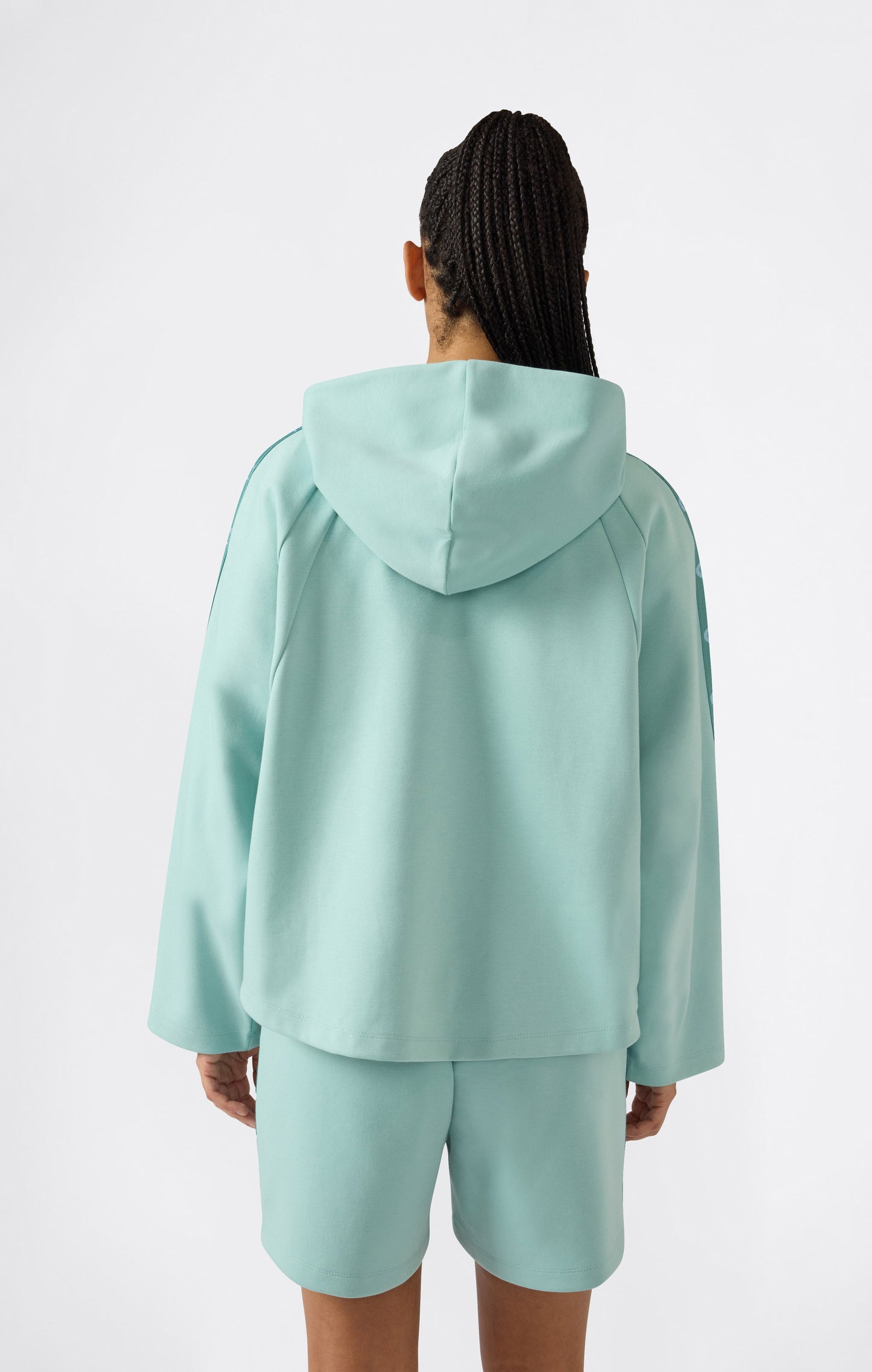 Women's Interlock Hoodie with Half Zip and Tape Logo
