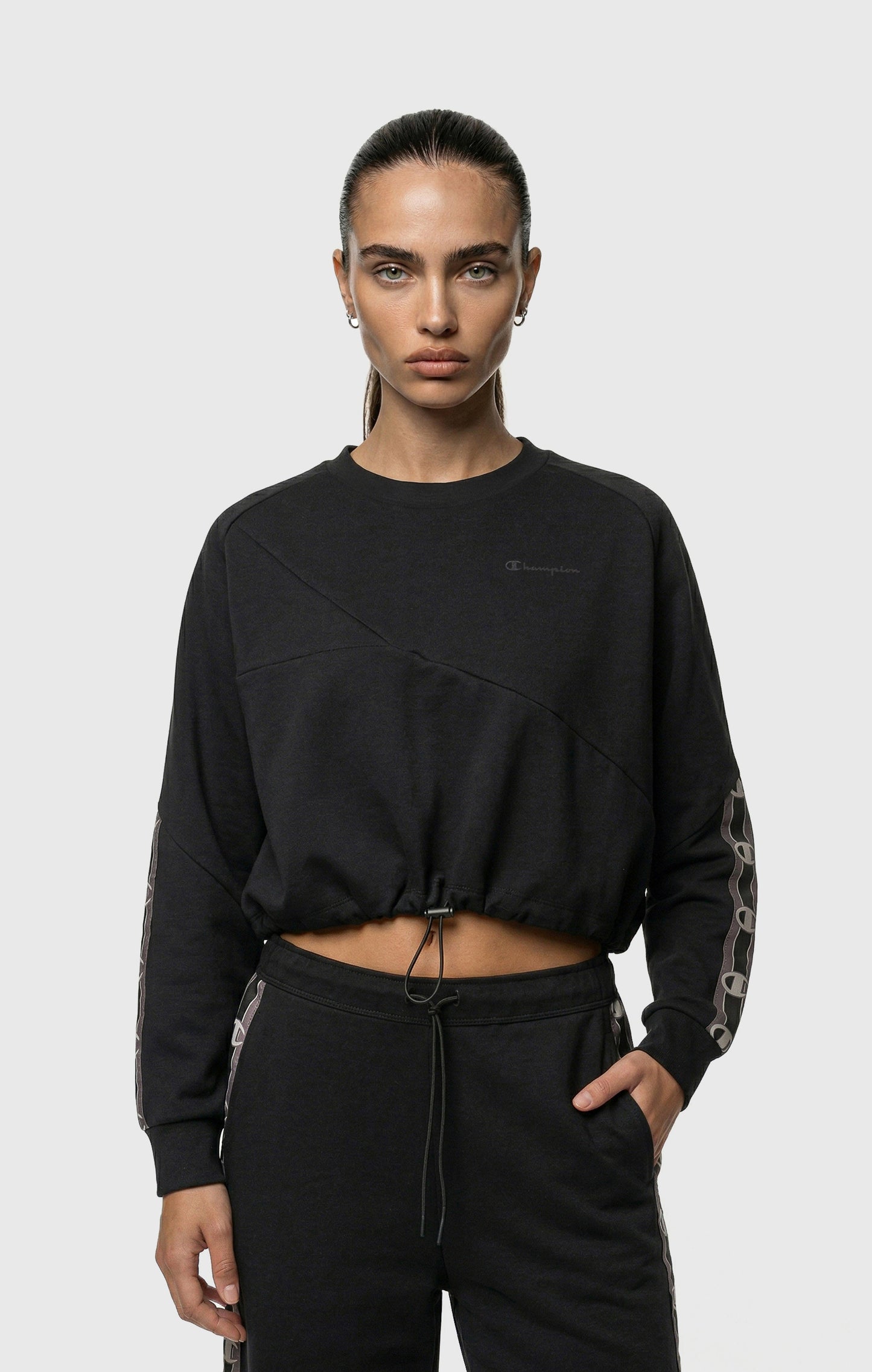 Women's Cropped Interlock Crewneck Sweatshirt with Tape Logo
