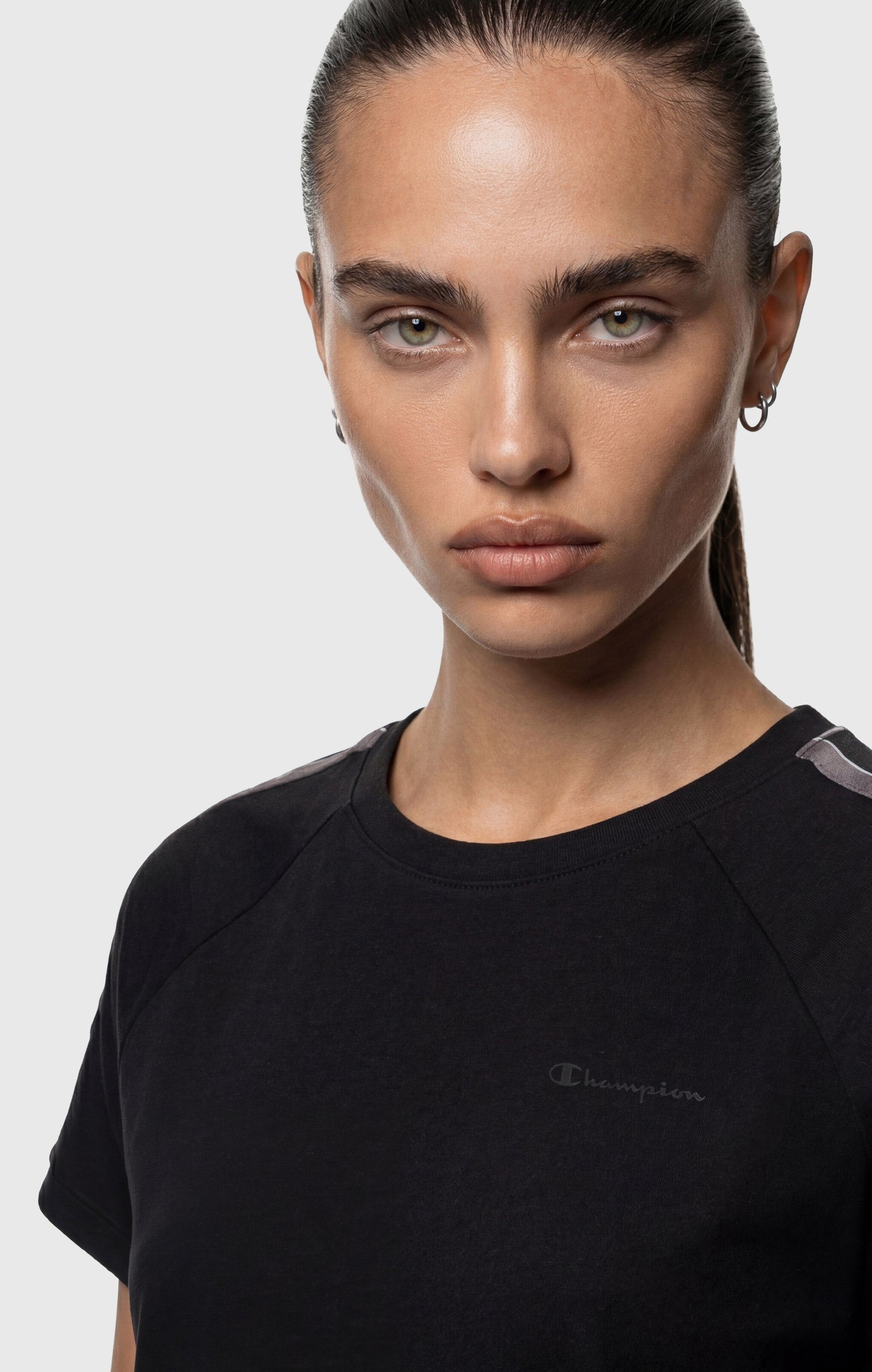 Women's Crewneck Stretch Jersey T-Shirt with Logo Tape