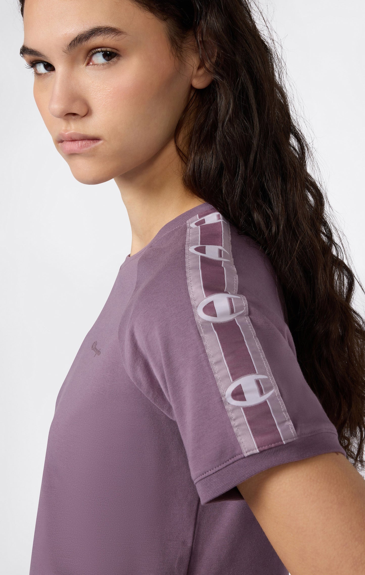 Women's Crewneck Stretch Jersey T-Shirt with Logo Tape