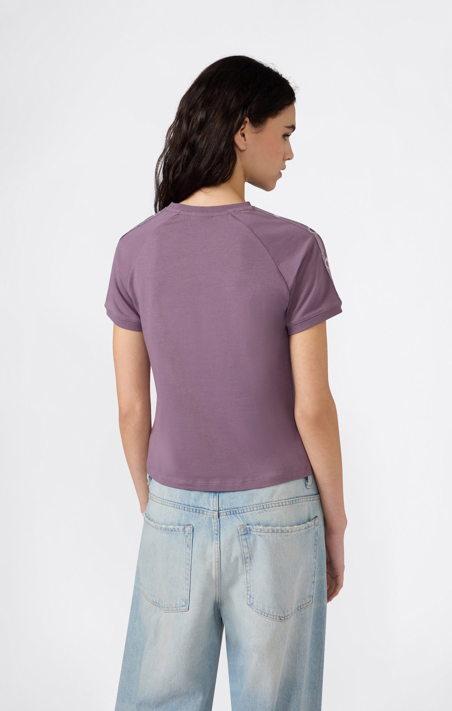 Women's Crewneck Stretch Jersey T-Shirt with Logo Tape