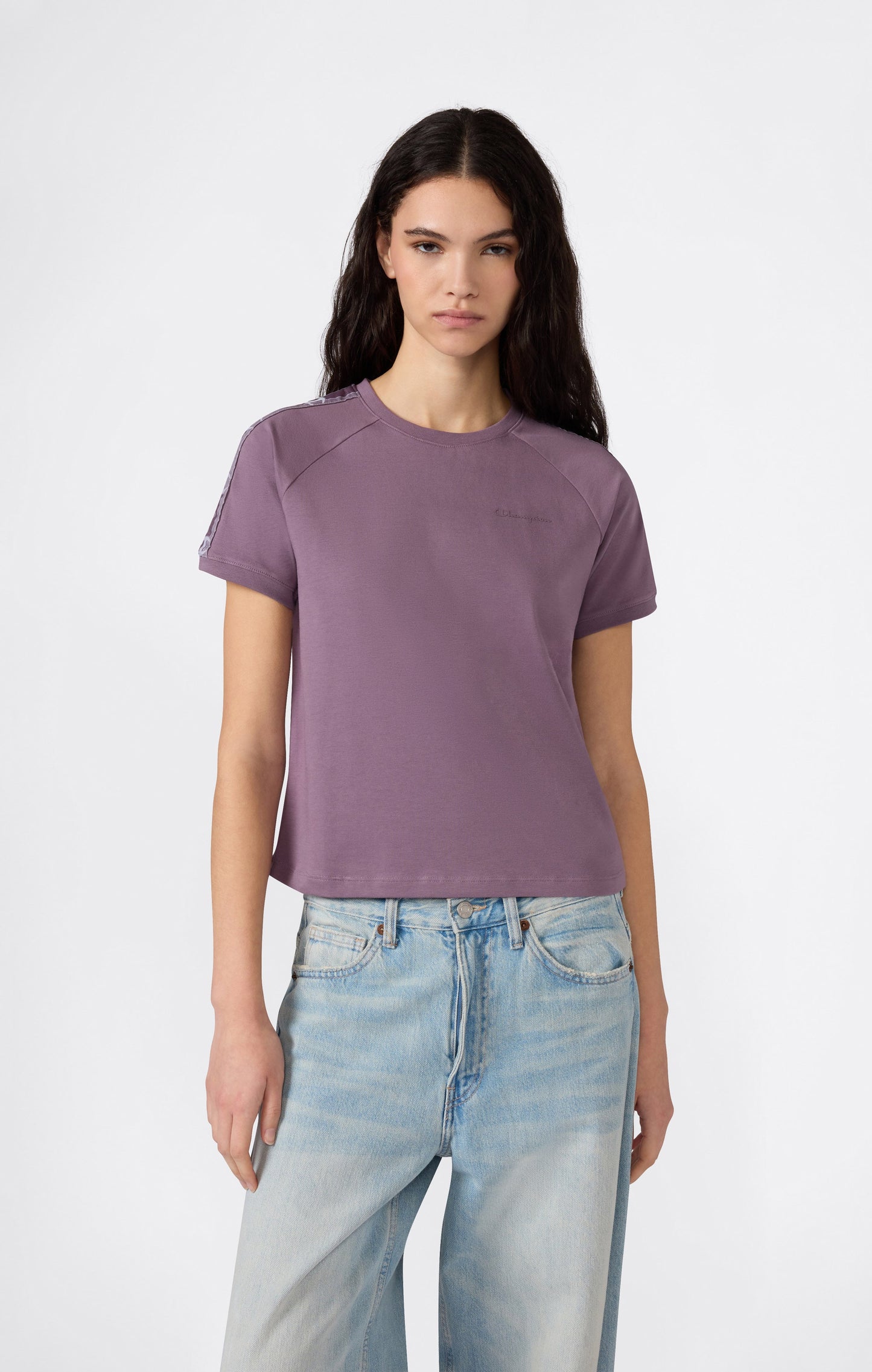 Women's Crewneck Stretch Jersey T-Shirt with Logo Tape
