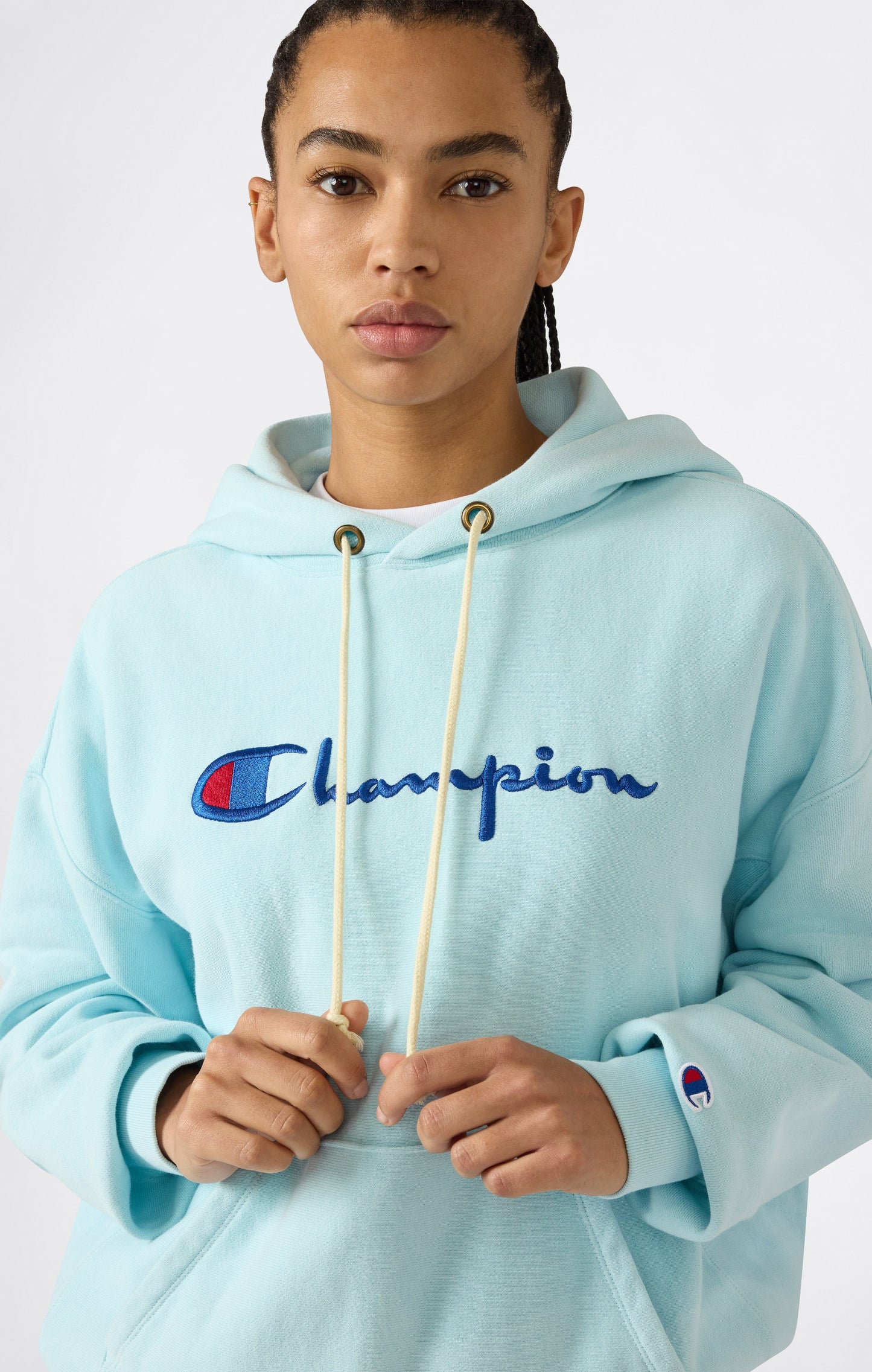 Women's Lightweight Reverse Weave Hoodie with Embroidered Logo