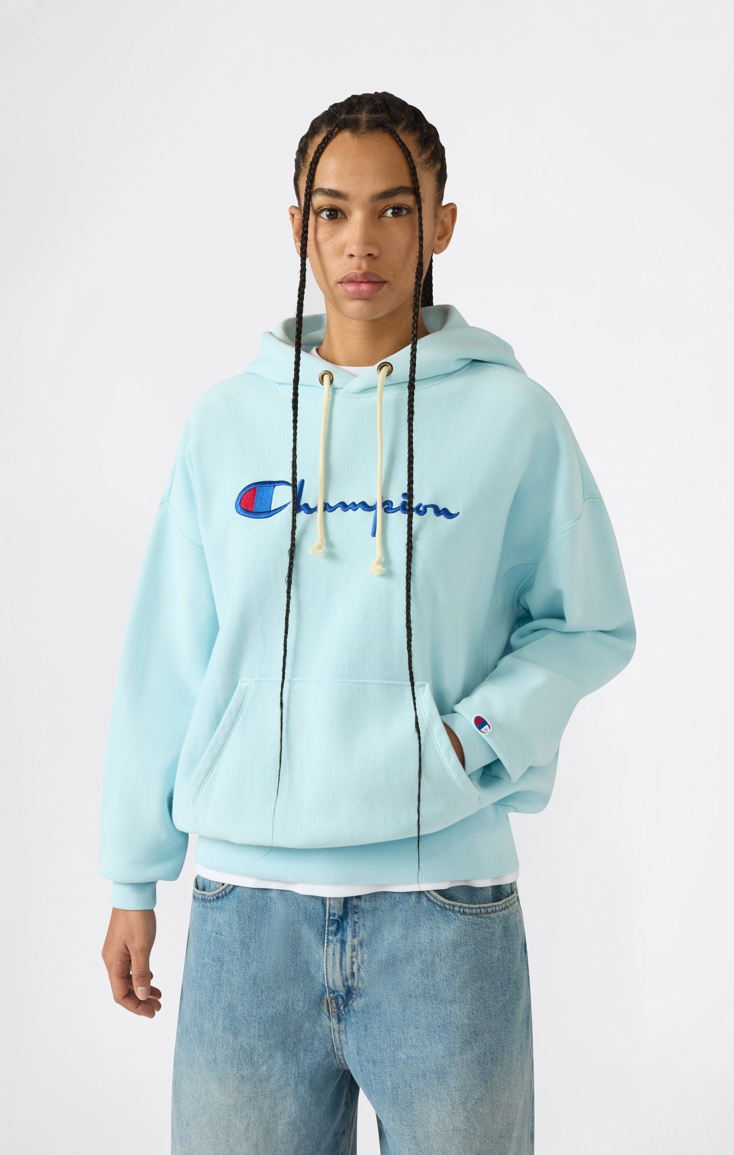 Women's Lightweight Reverse Weave Hoodie with Embroidered Logo