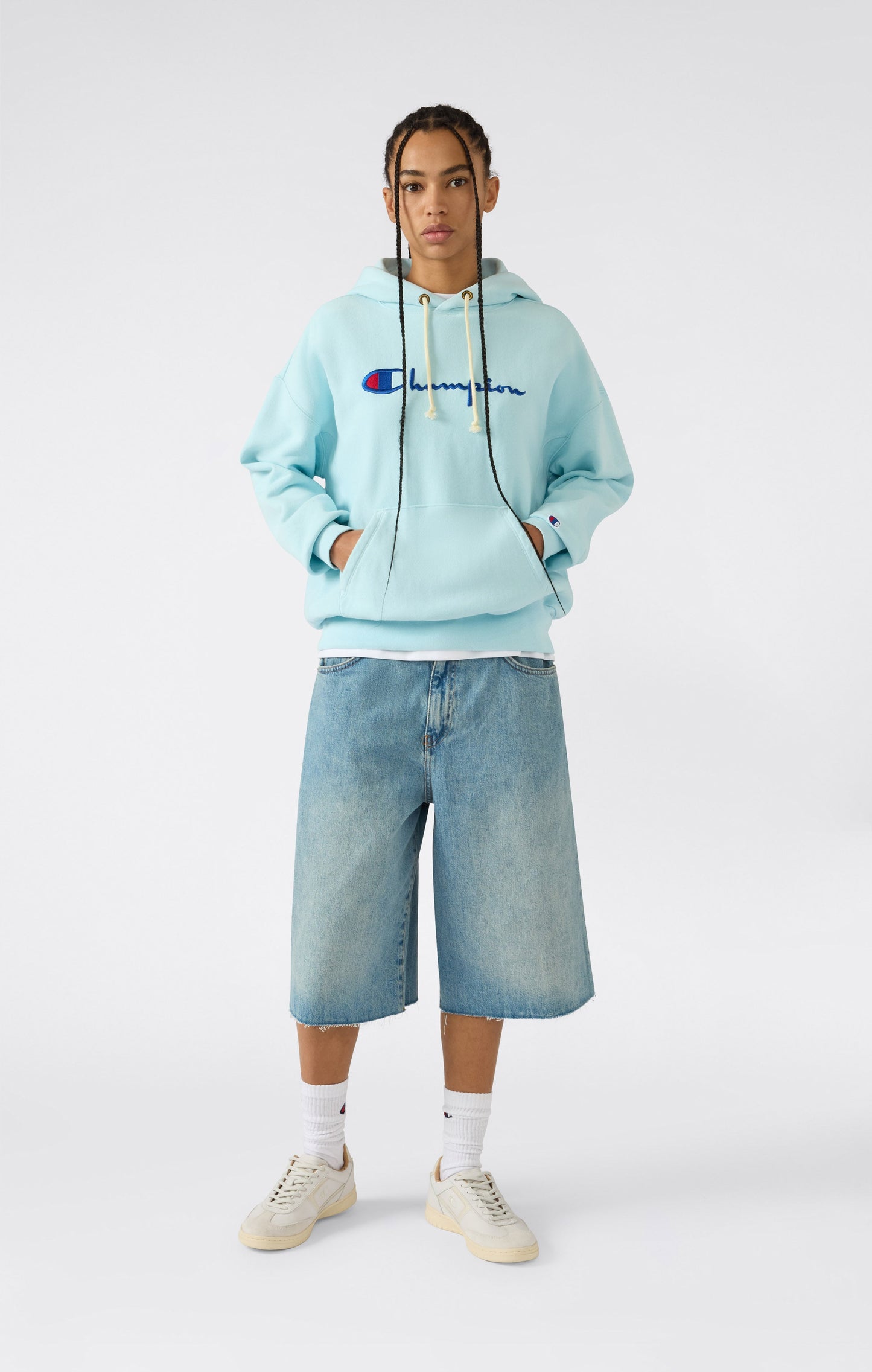 Women's Lightweight Reverse Weave Hoodie with Embroidered Logo
