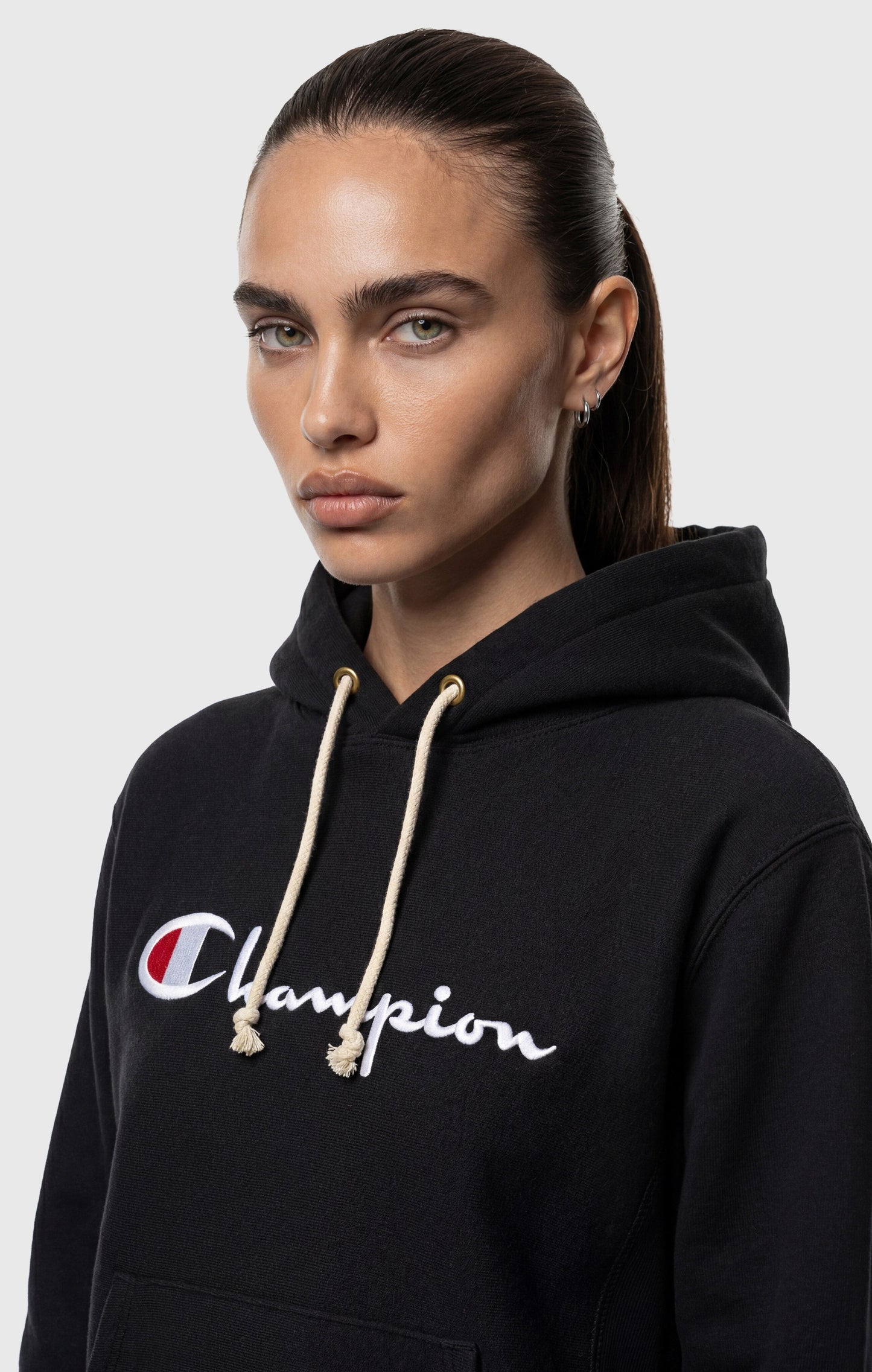 Leichter Reverse-Weave-Kapuzenpullover für Damen mit gesticktem Logo