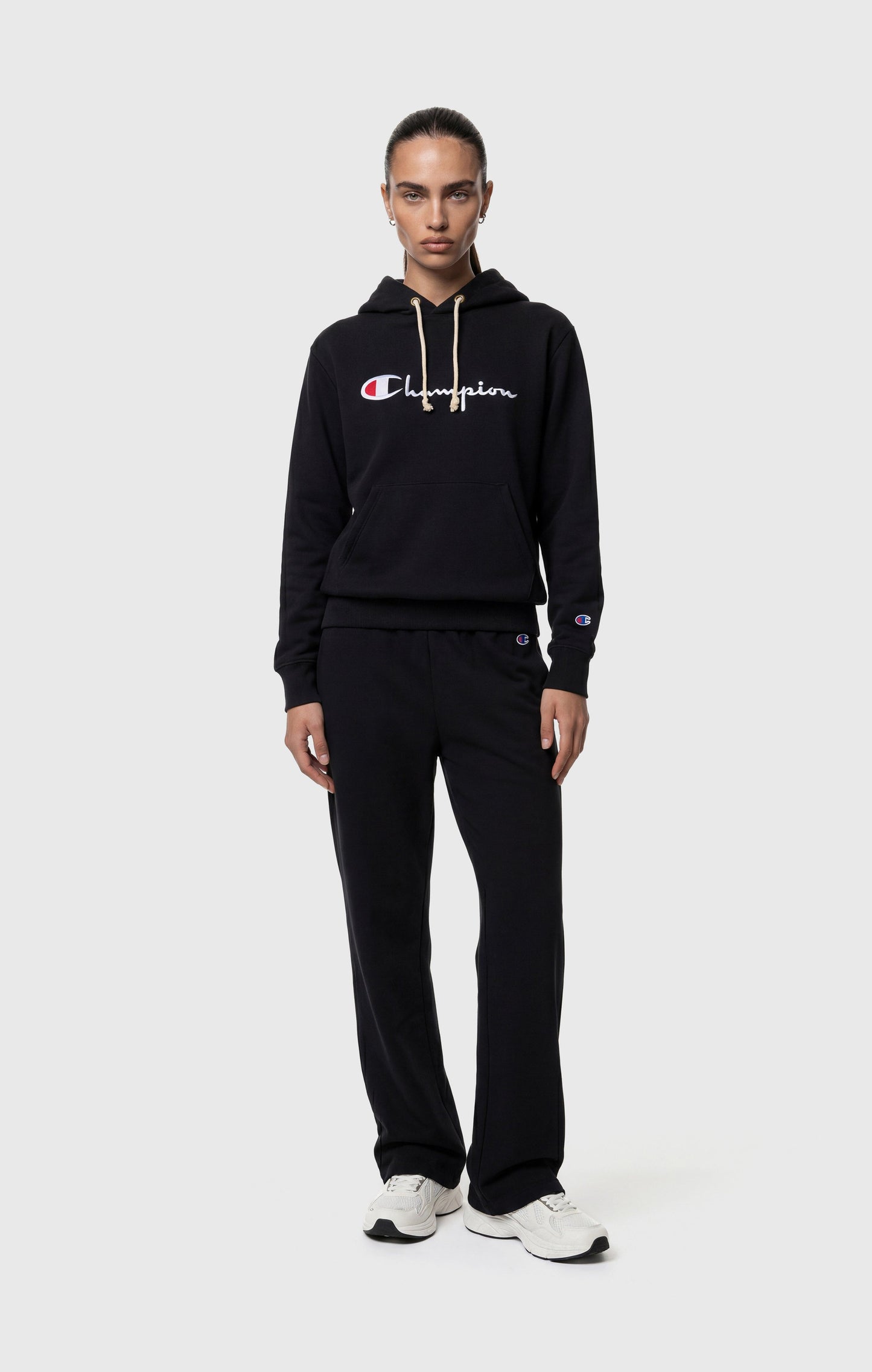 Leichter Reverse-Weave-Kapuzenpullover für Damen mit gesticktem Logo