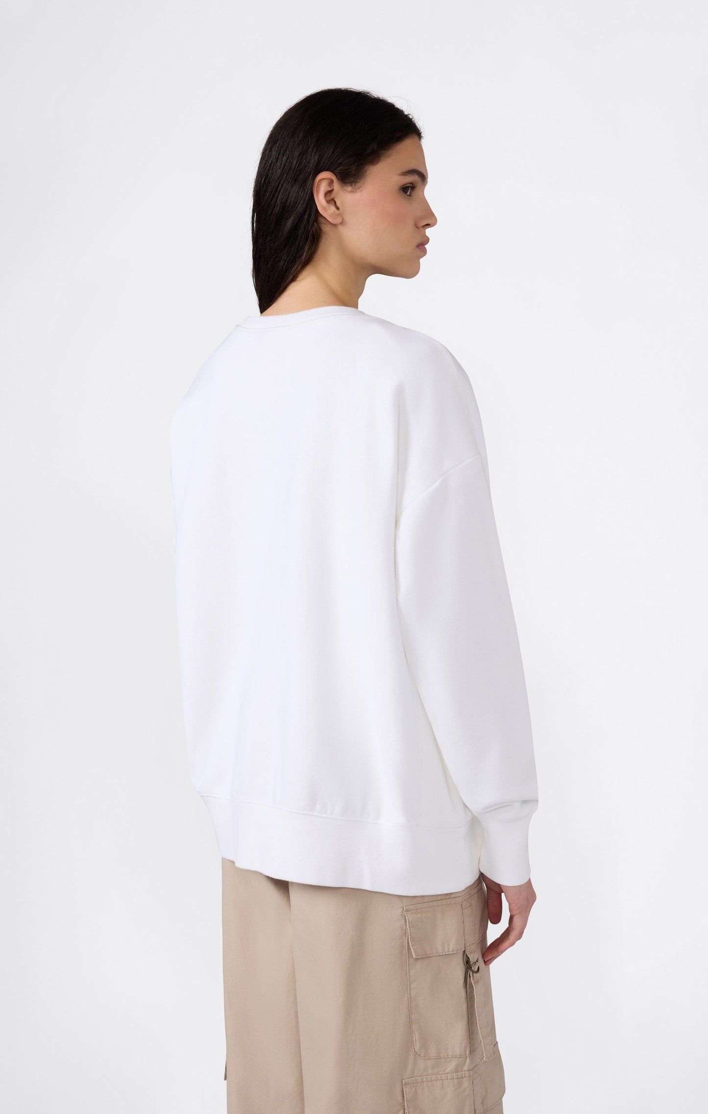 Women's Lightweight Reverse Weave Crewneck Sweatshirt with Embroidered Logo