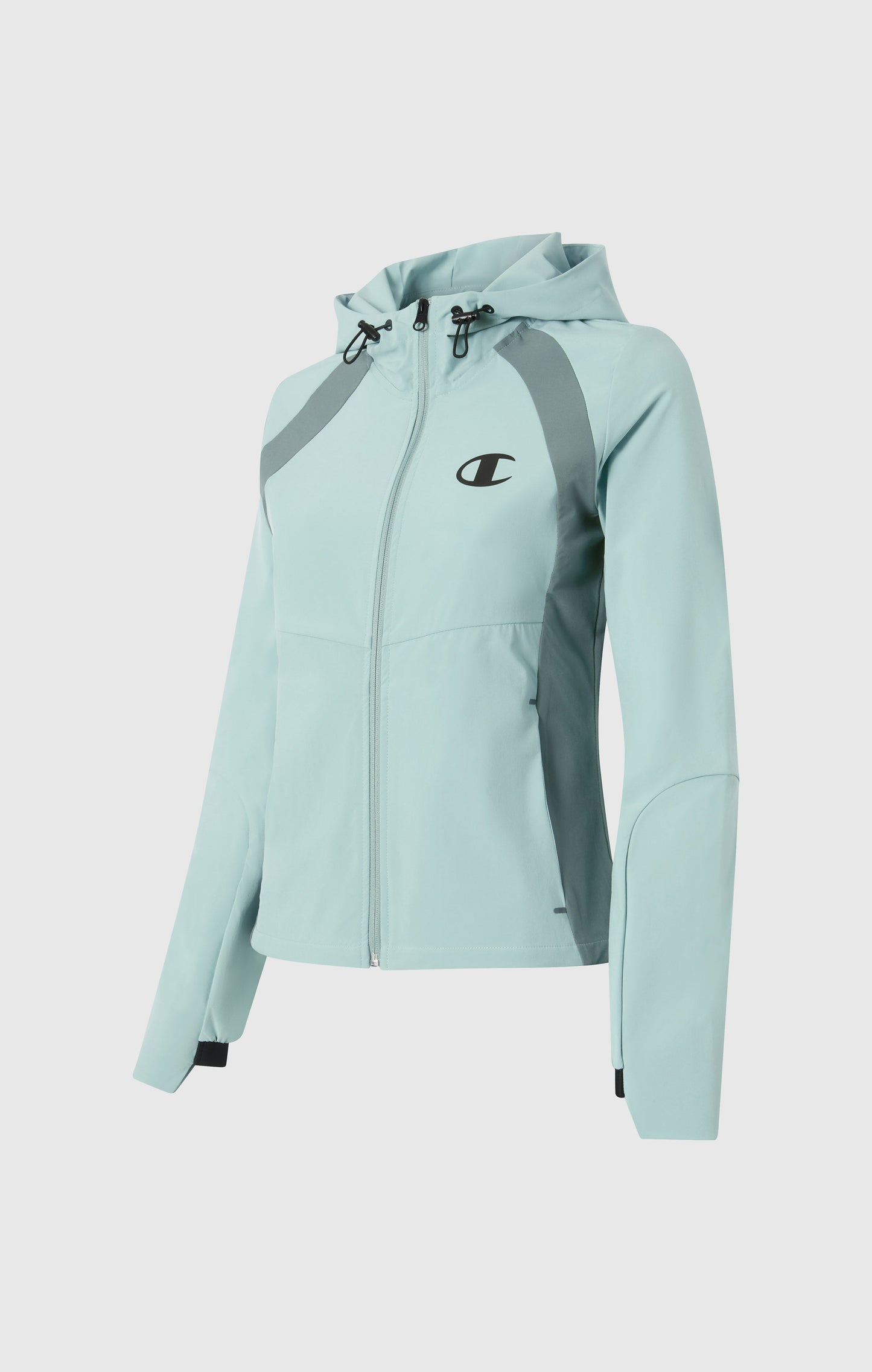 Women's Stretch Nylon Hooded Track Top Slim Fit