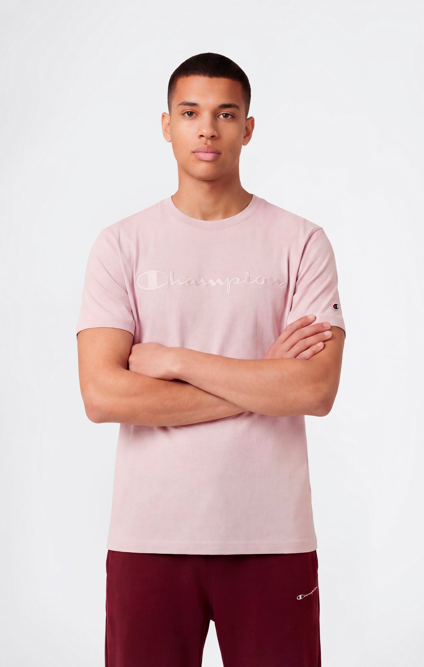 Herren-T-Shirt mit großem, gesticktem Logo-Motiv