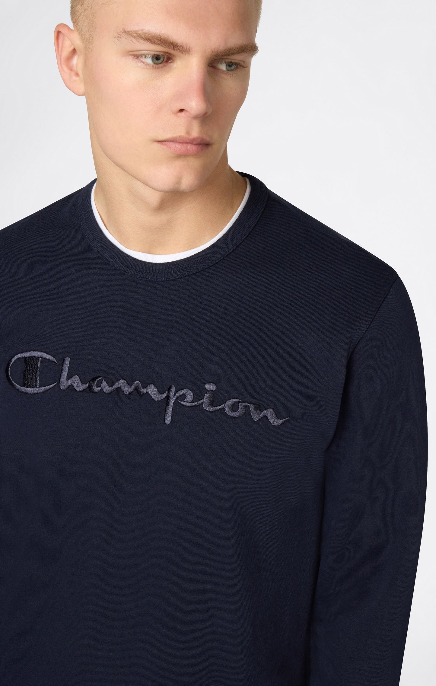 Men's Lightweight Crewneck Sweatshirt with Tonal Logo Icons