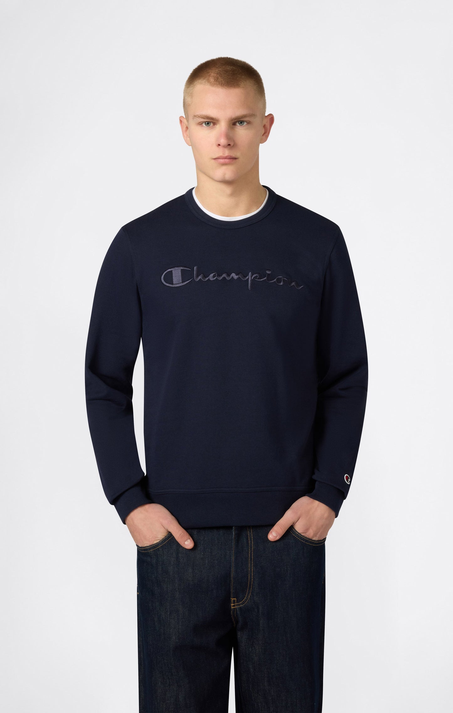 Men's Lightweight Crewneck Sweatshirt with Tonal Logo Icons