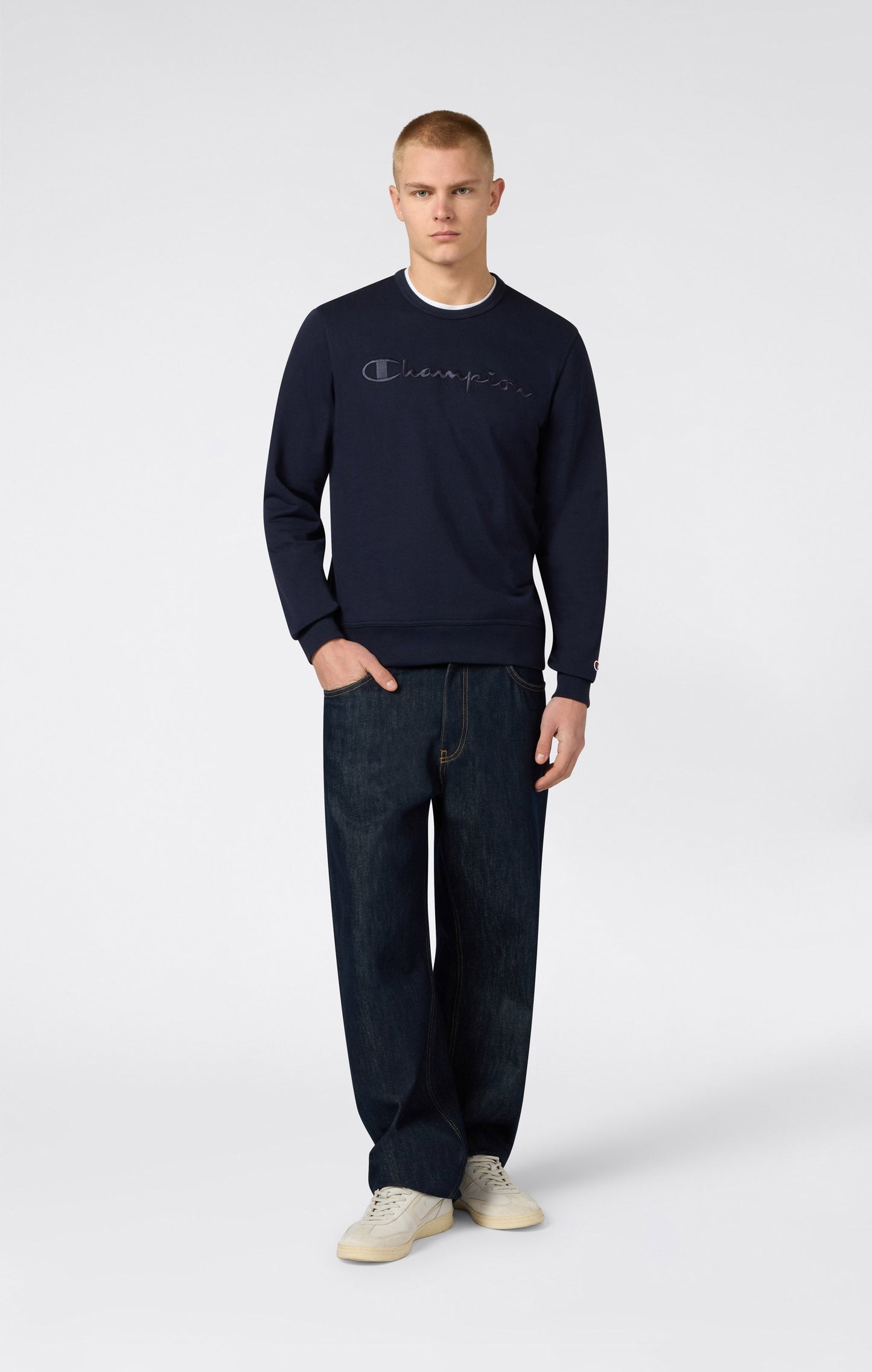 Men's Lightweight Crewneck Sweatshirt with Tonal Logo Icons
