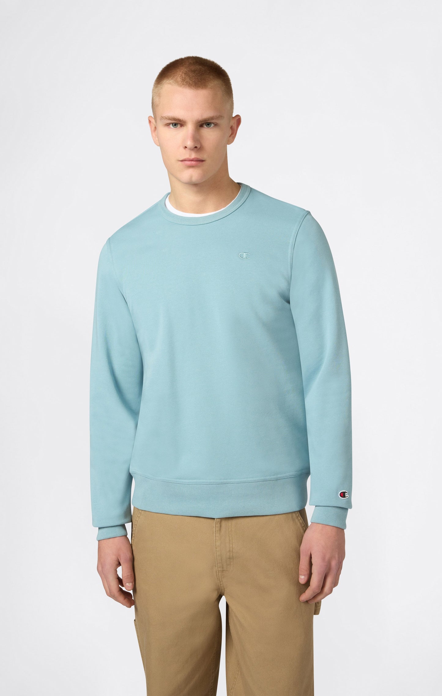 Men's Lightweight Sweatshirt with Tone-on-Tone Embroidered Logo