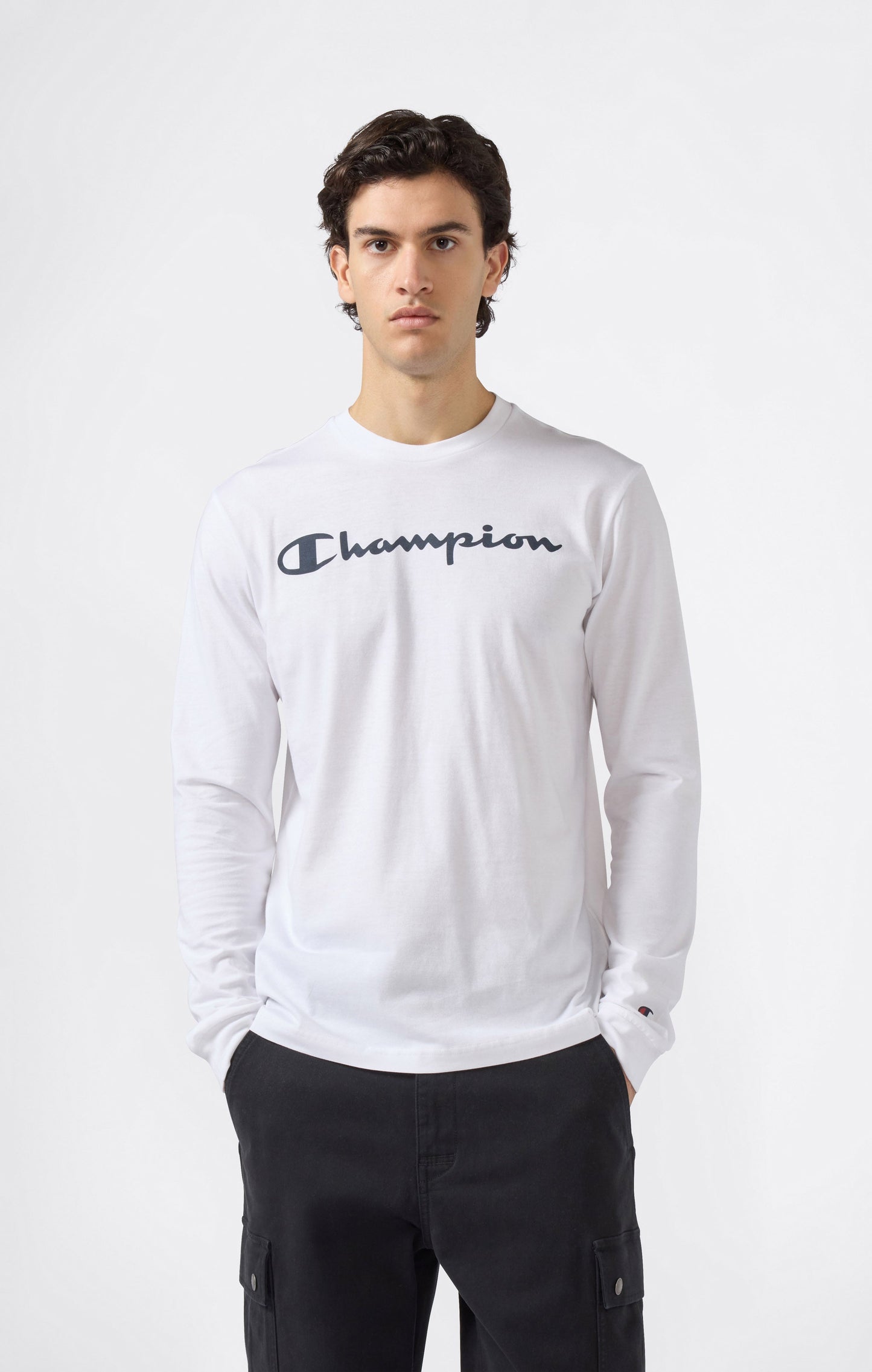 Herren Langarm-T-Shirt mit Skript-Logo