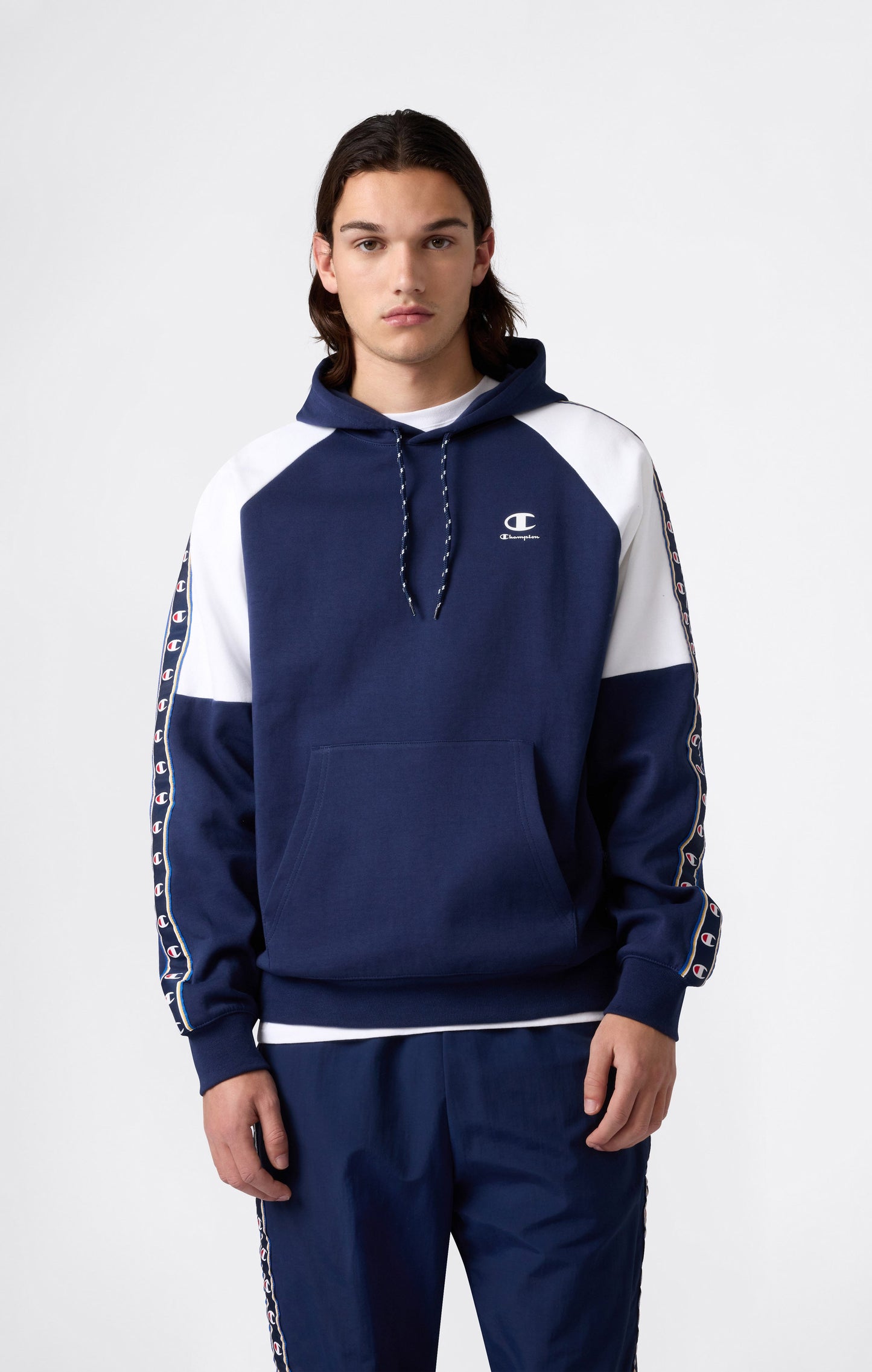 Men's Interlock Tape Logo Hooded Sweatshirt