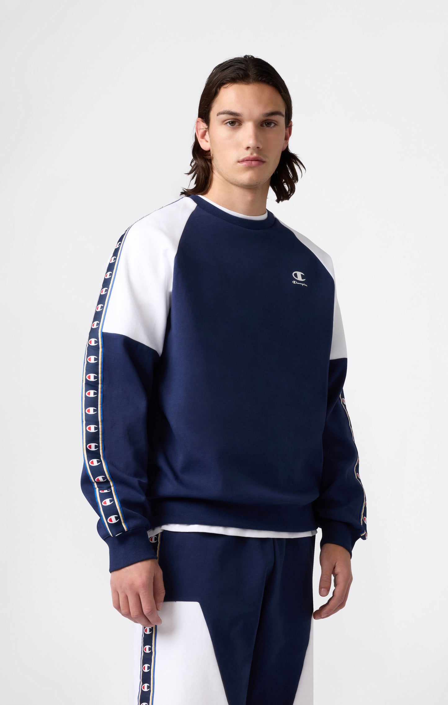 Men's Interlock Tape Logo Crewneck Sweatshirt