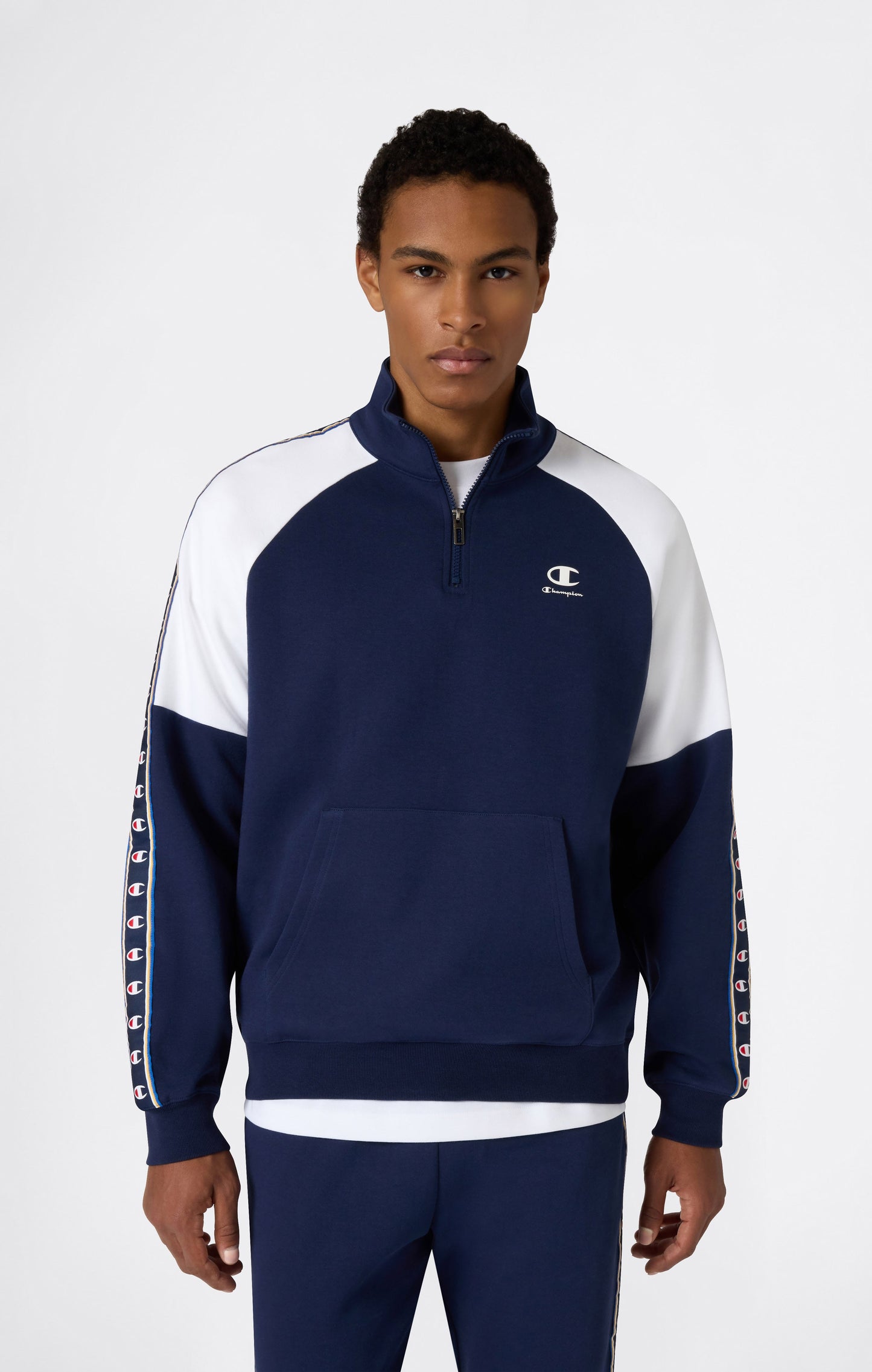 Men's Interlock Half Zip Tape Logo Sweatshirt