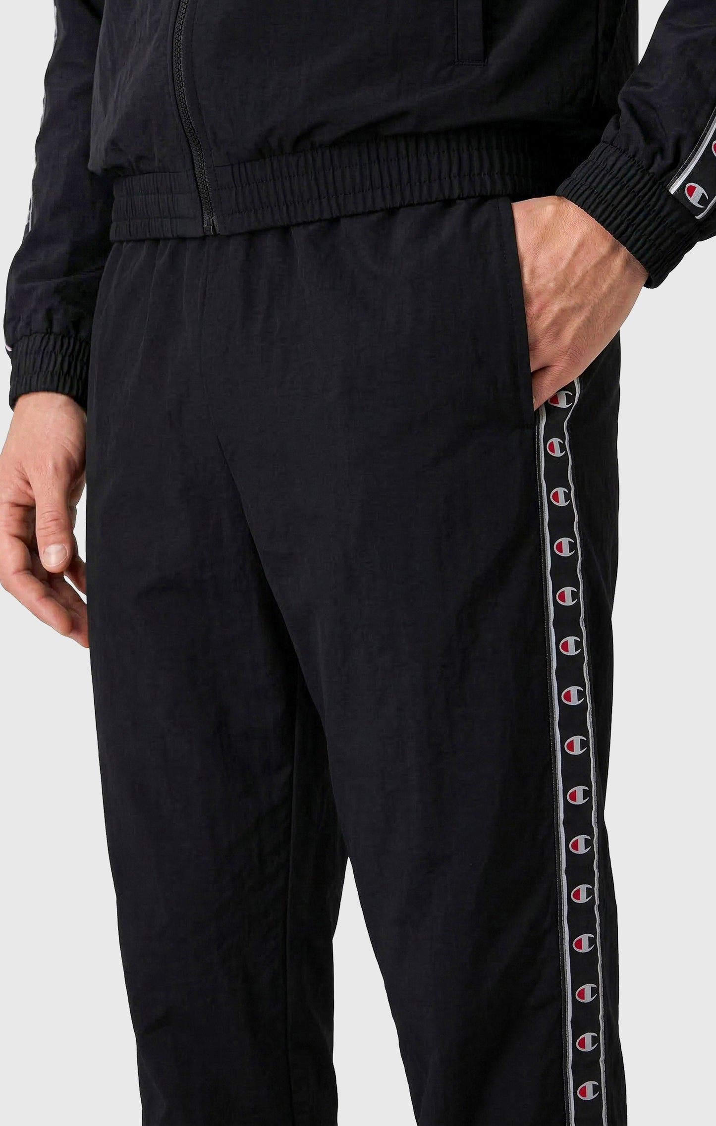 Men's Track Pants with Elastic Cuffs and Tape Logo