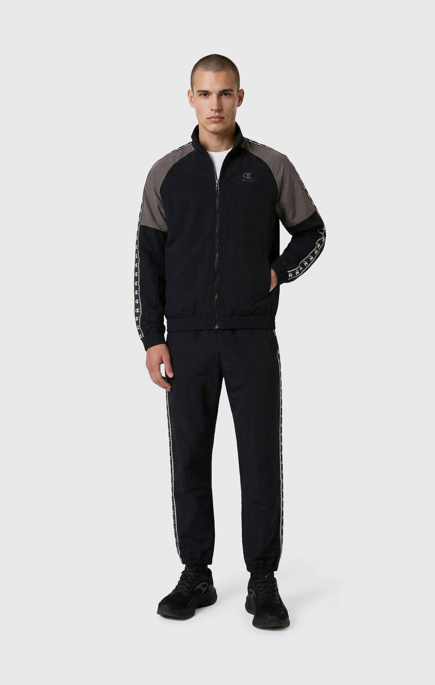 Men's Track Pants with Elastic Cuffs and Tape Logo