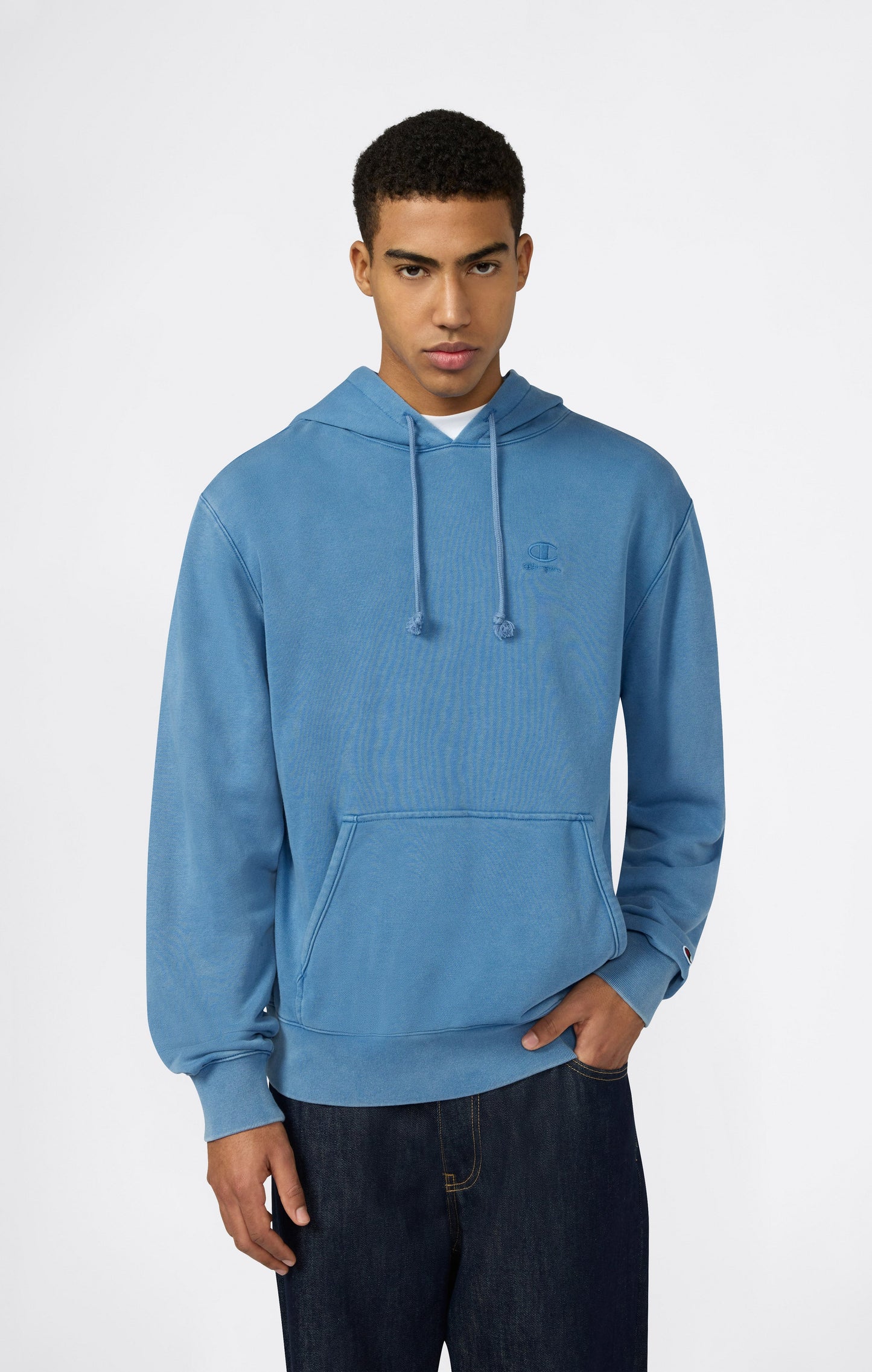 Men's Hooded Sweatshirt with Embroidered Logo and Washed Effect Icons