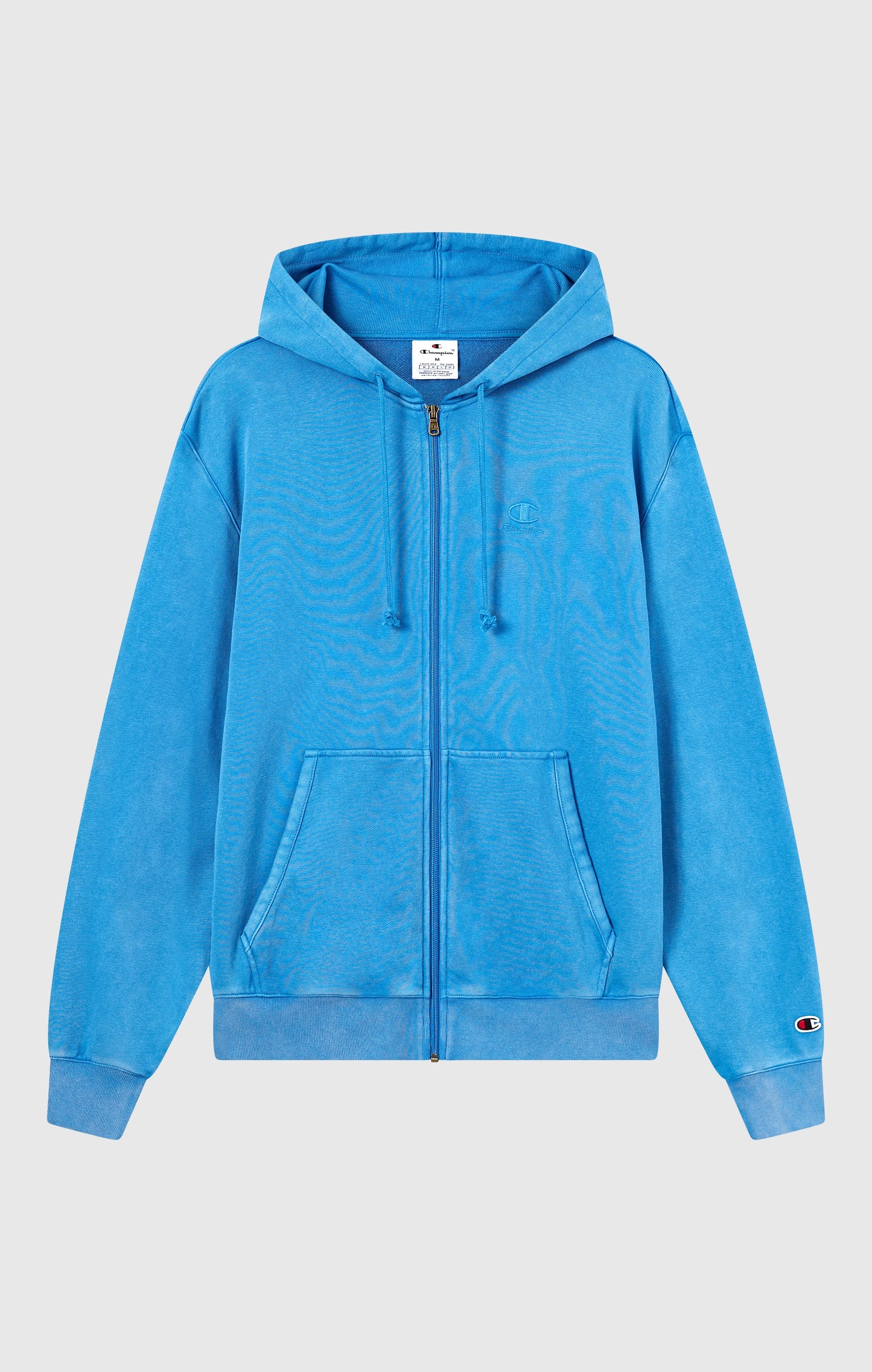 Herren-Kapuzenpullover mit durchgehendem Reißverschluss, gesticktem Logo und Icons mit Washed-Effekt
