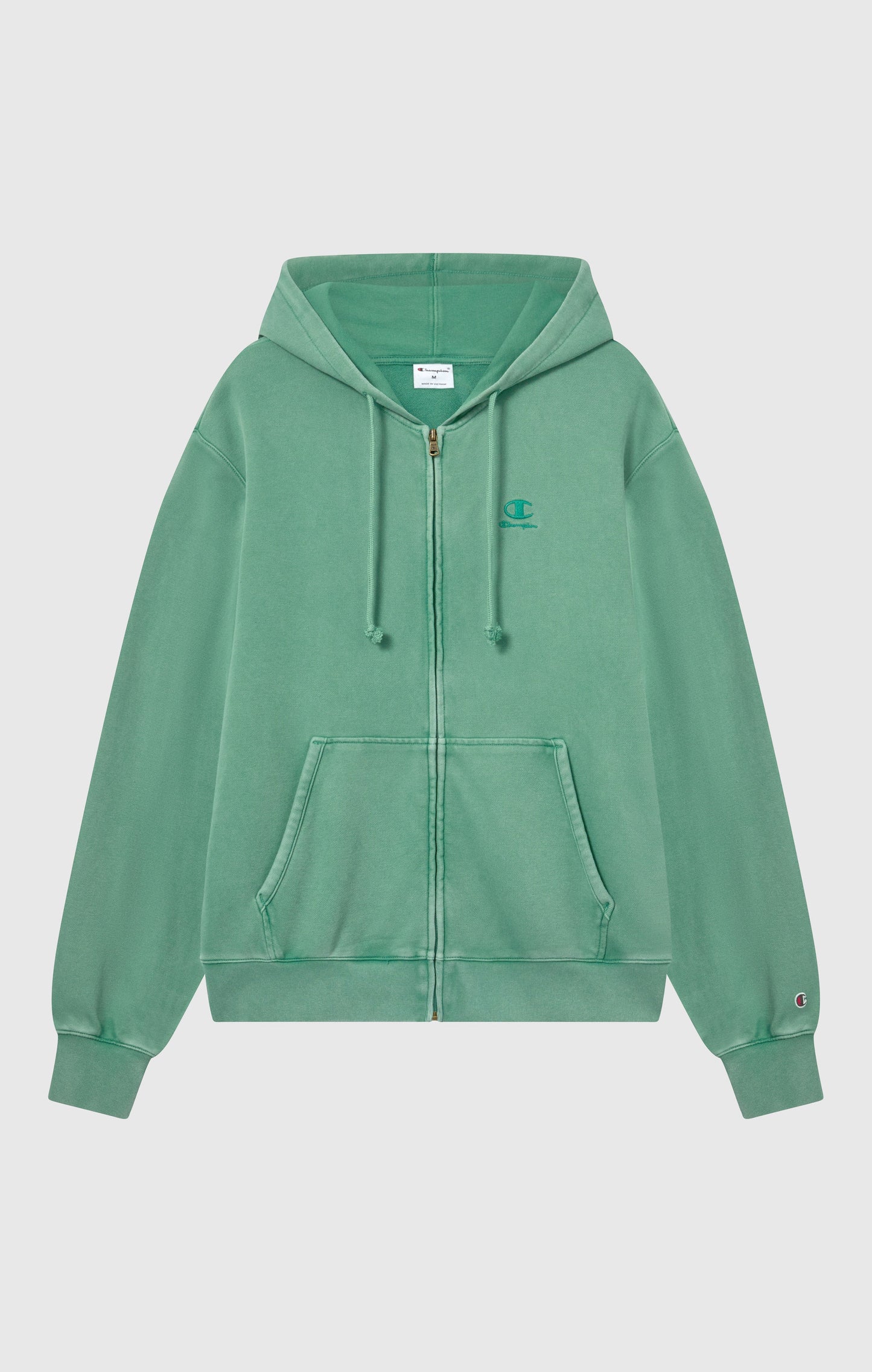 Men's Full Zip Hooded Sweatshirt with Embroidered Logo and Washed Effect Icons