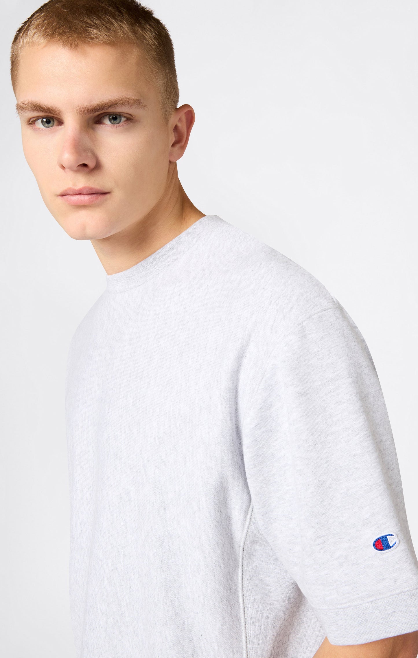 Men's Lightweight Short Sleeve Reverse Weave Crewneck Sweatshirt
